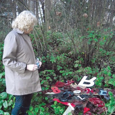 One of the smashed sculptures. Peninsula Daily News