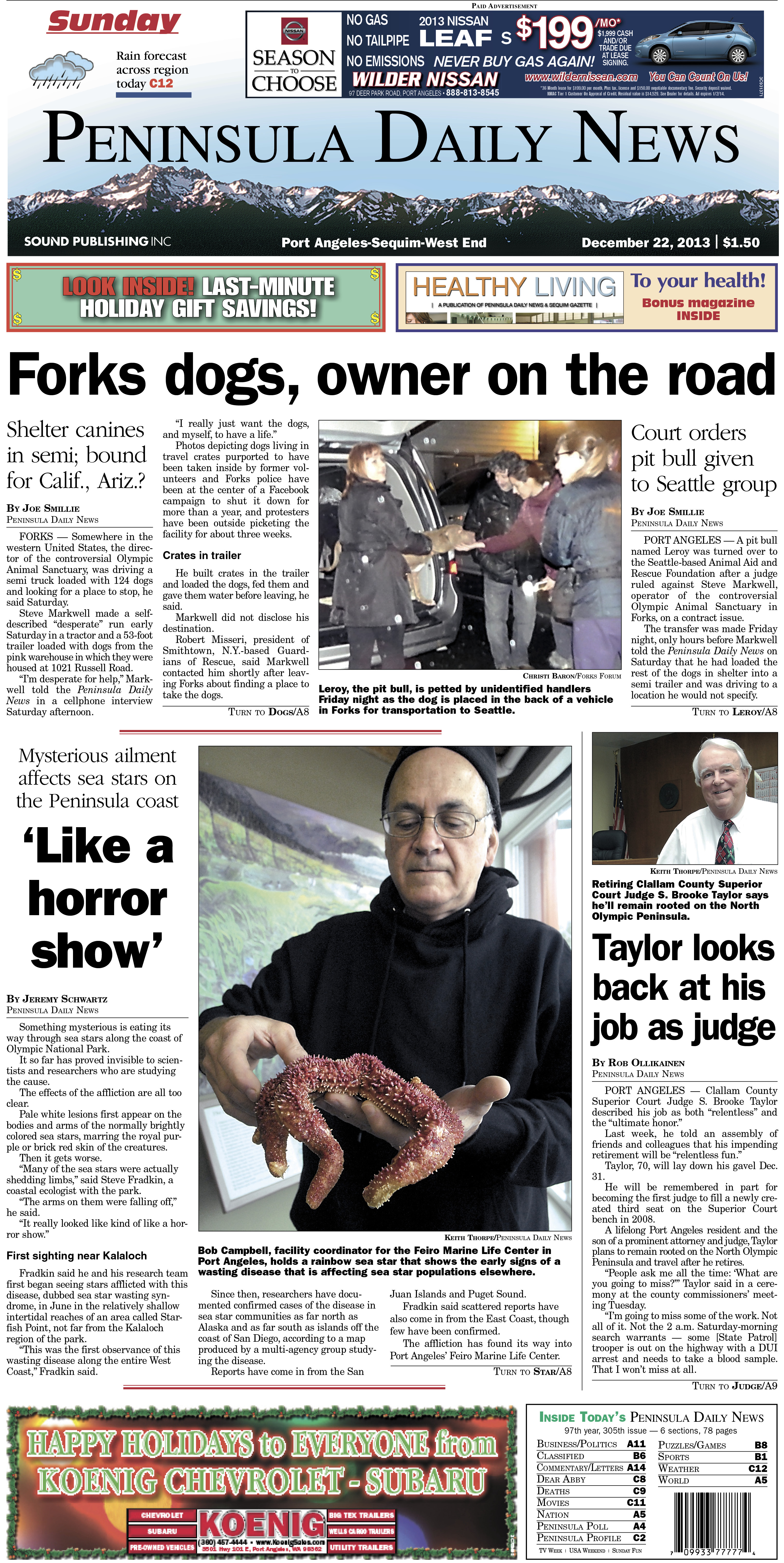 PDN's front page for its Port Townsend/Jefferson County edition today.