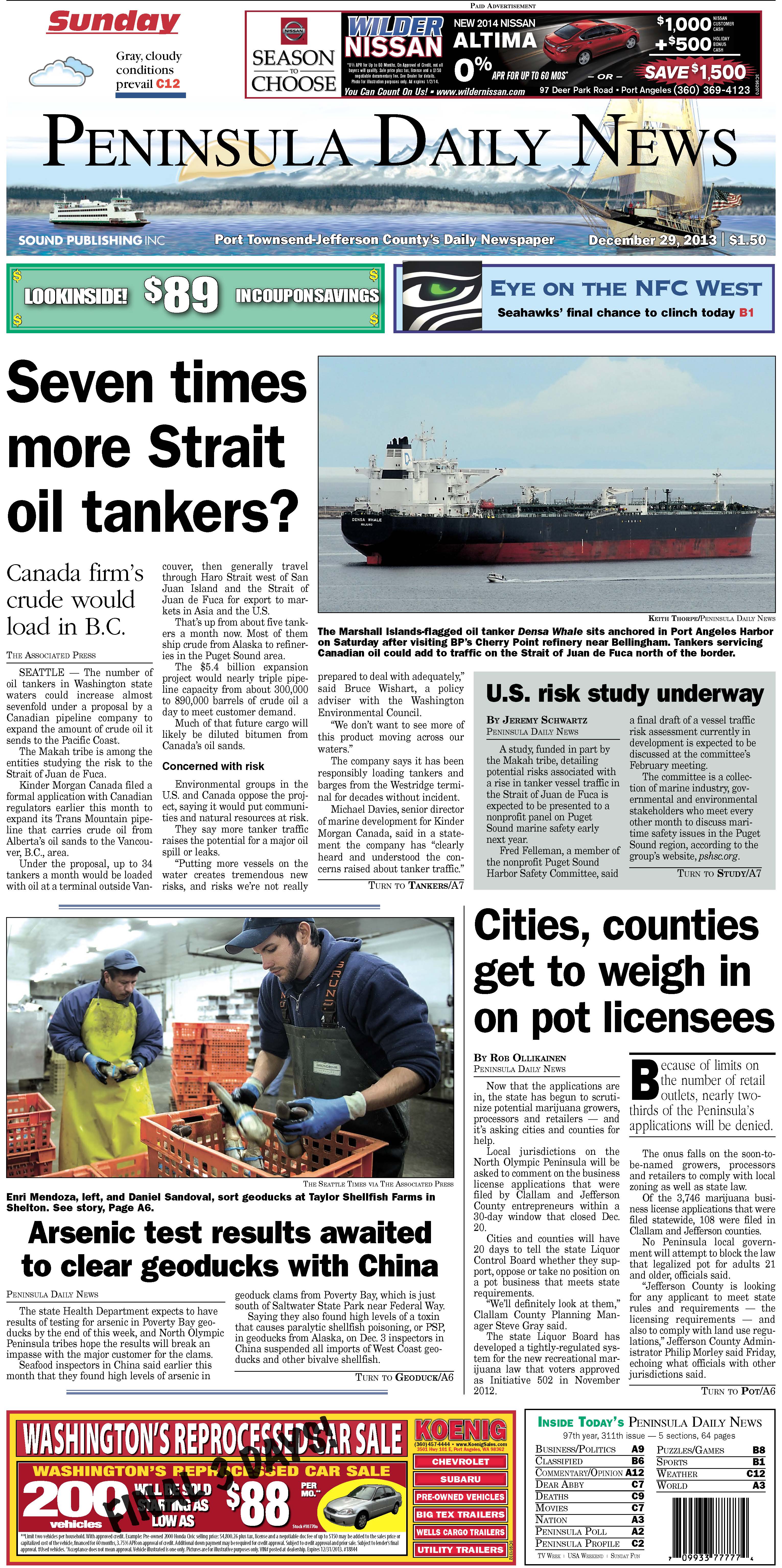 Today's front page for Port Townsend/Jefferson County readers.