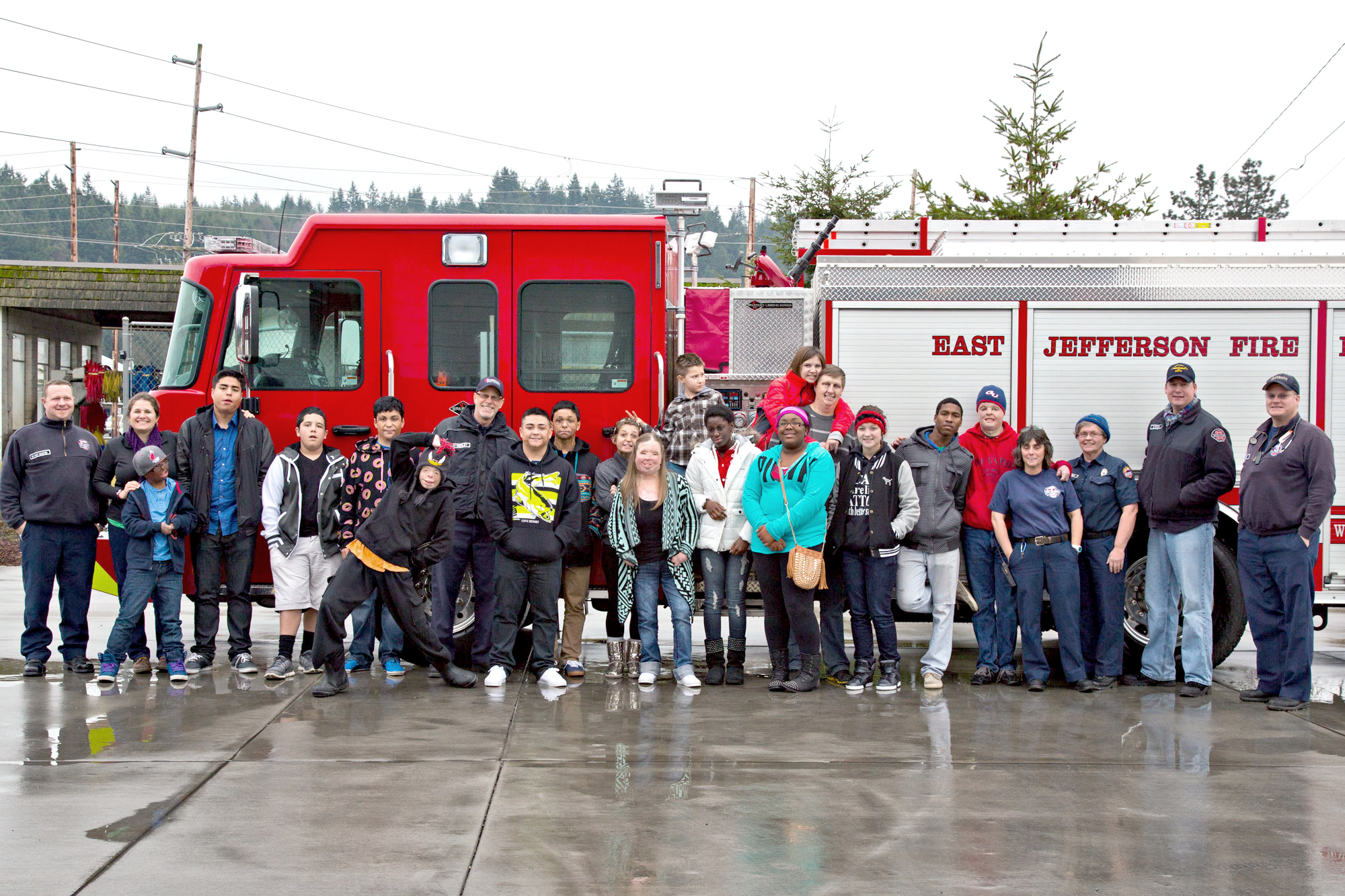 East Jefferson Fire-Rescue firefighters and their young guests. —East Jefferson Fire-Rescue photo