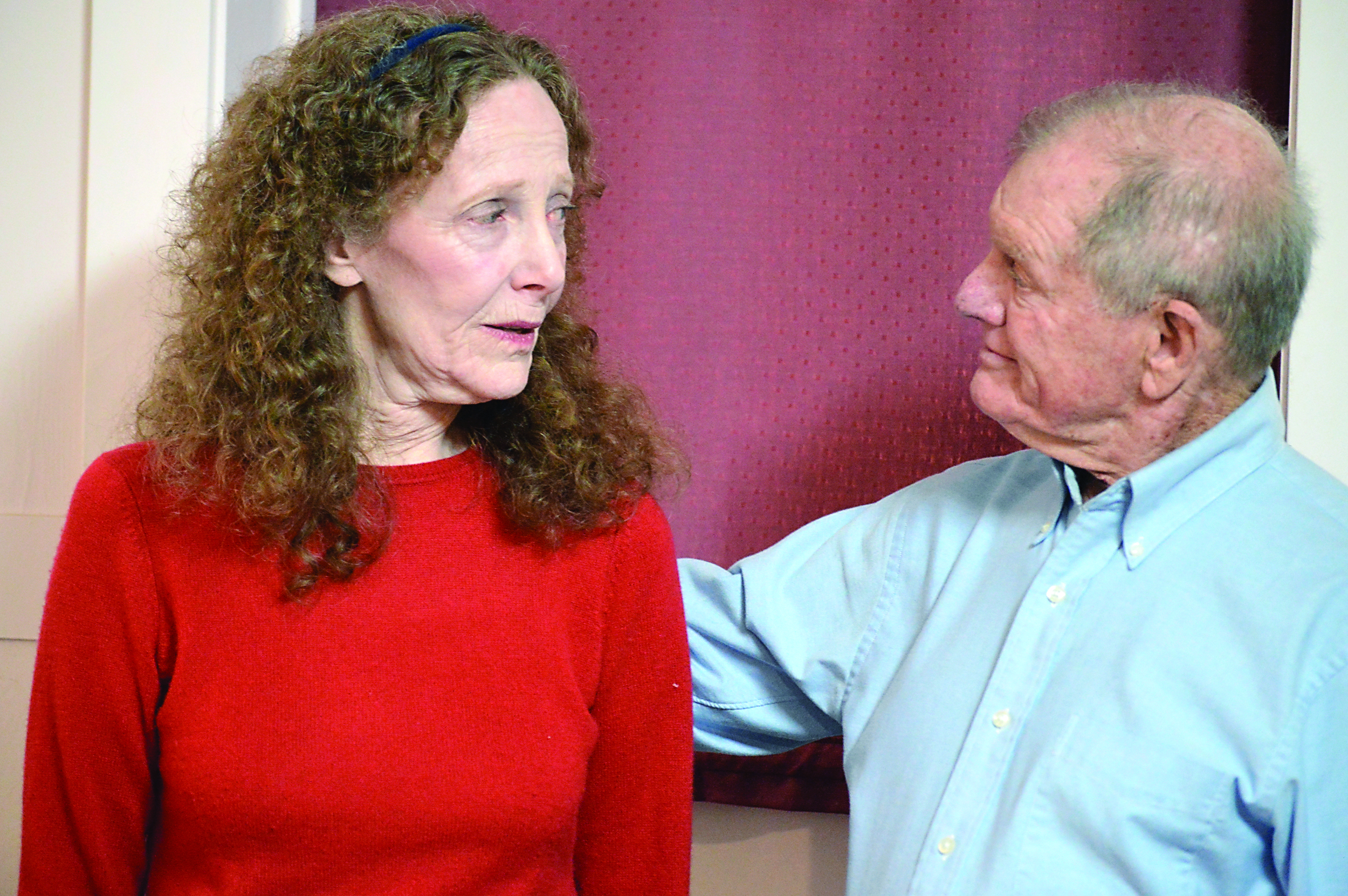 Olive (Barbara Drennan) and Sylvan (Don White) struggle to connect in “Olive and the Bitter Herbs.”  —Photo by Diane Urbani de la Paz/Peninsula Daily News