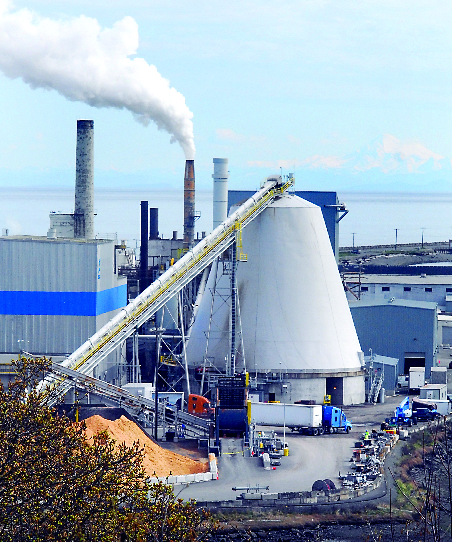 The cogeneration plant at the Nippon Paper mill in Port Angeles sits idle awaiting repairs Tuesday. — Keith Thorpe/Peninsula Daily News