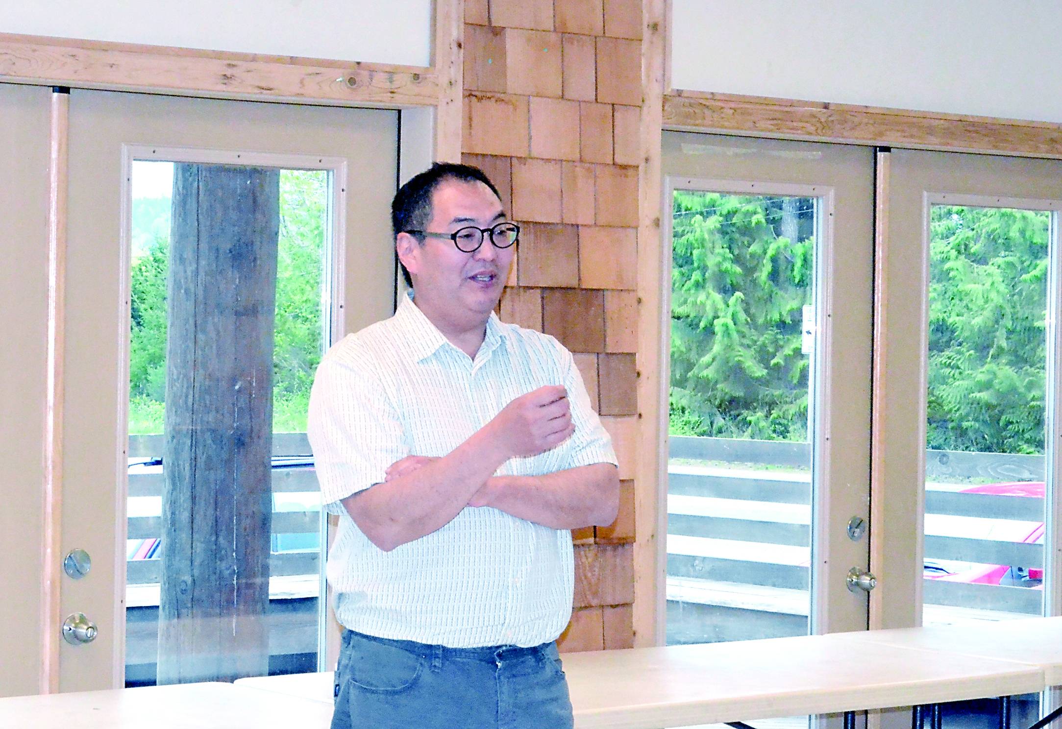 Olympic National Forest District Ranger Dean Yoshina addressed the North Hood Canal Chamber of Commerce this week. — Charlie Bermant/Peninsula Daily News
