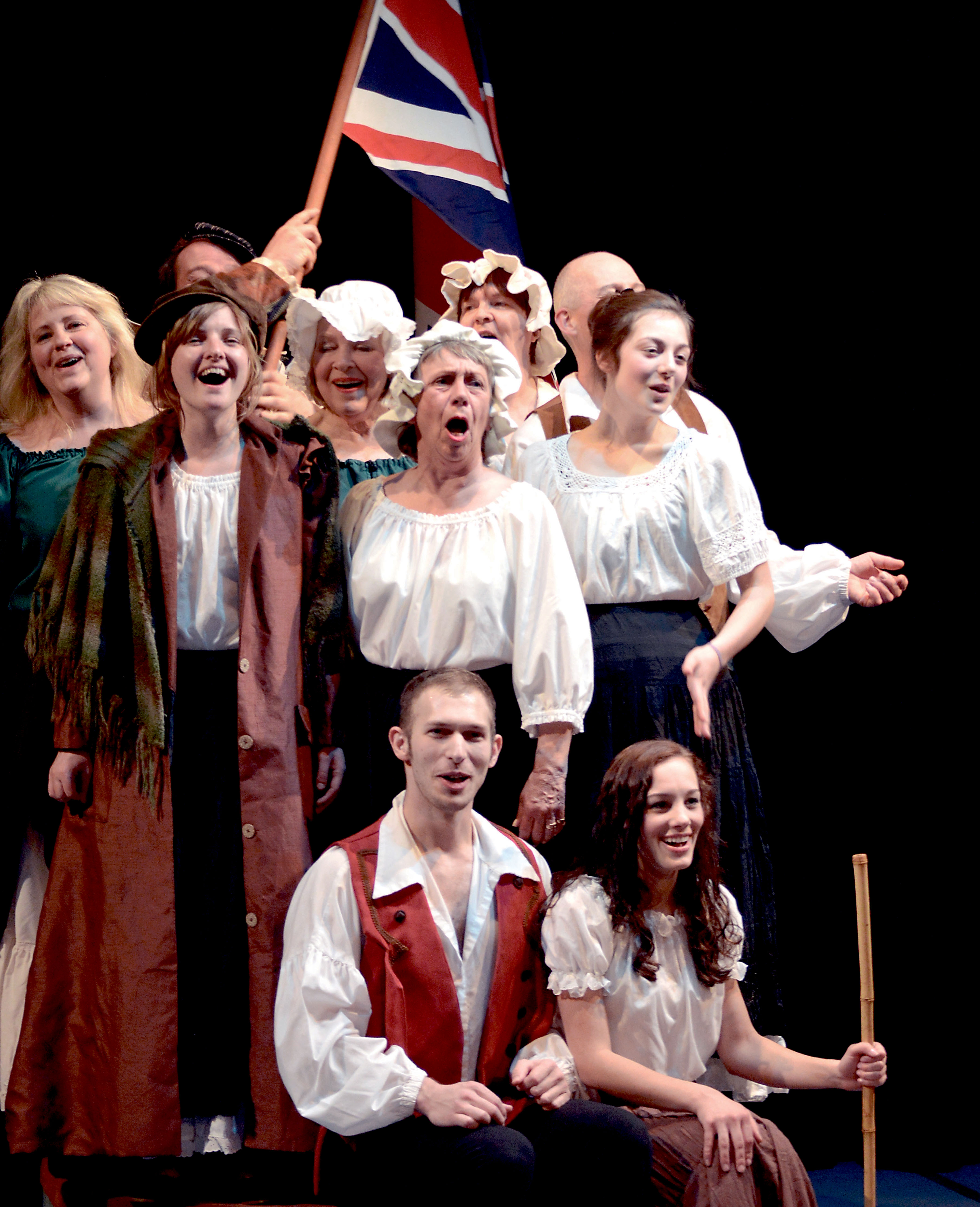 The cast of “Forbidden Broadway's Greatest Hits” pokes fun at “Les Miserables” — and many other musicals — at the Port Angeles Community Playhouse. — Photo by Diane Urbani de la Paz/Peninsula Daily News