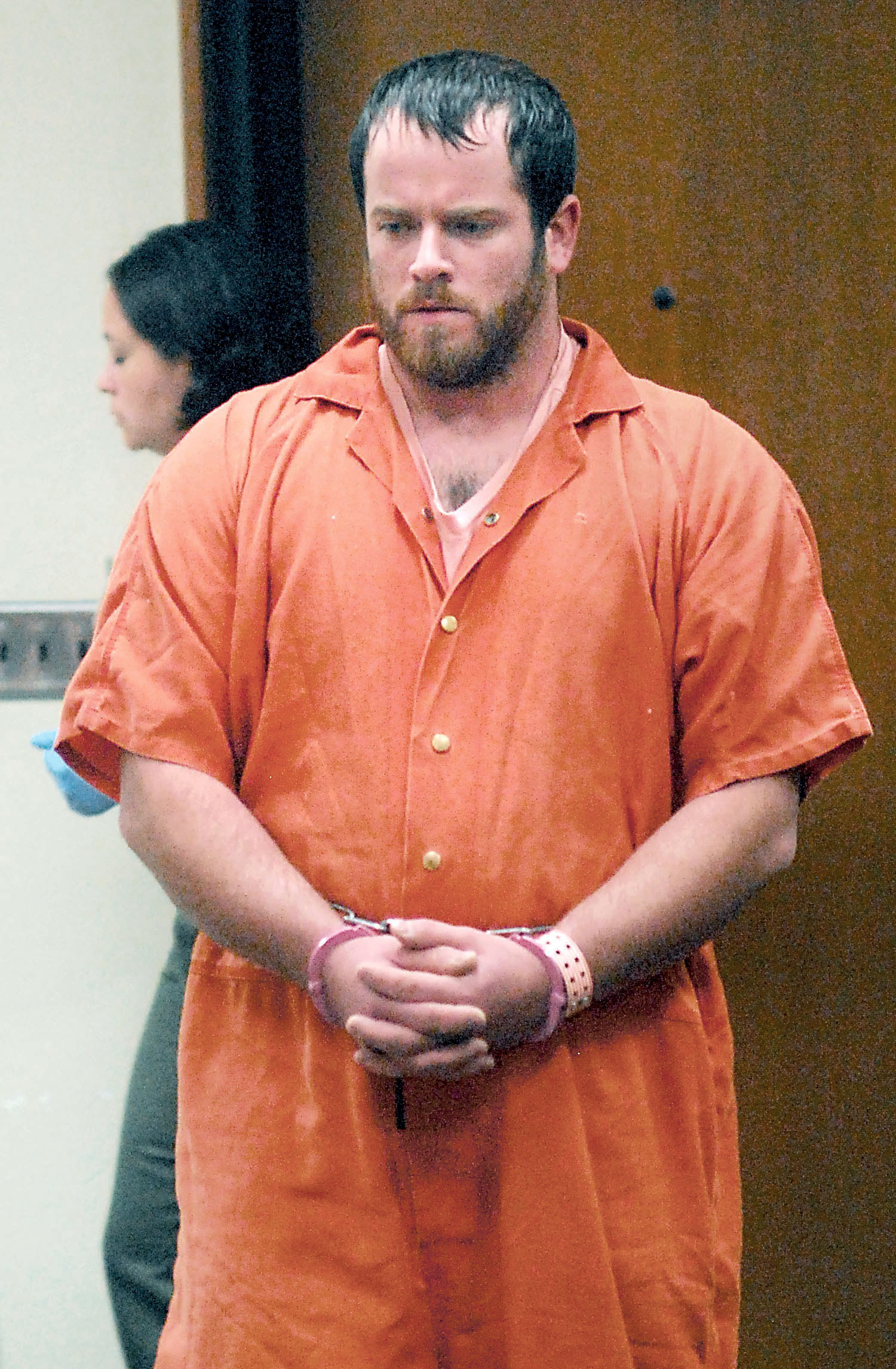 Nathaniel Olson enters Clallam County Superior Court in Port Angeles on Wednesday. — Keith Thorpe/Peninsula Daily News