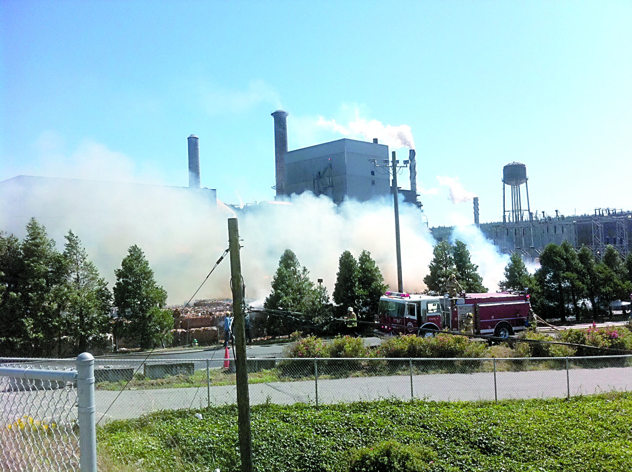 Smoke billows from a fire at the Port Townsend Paper Corp. mill at about 2:30 p.m. Wednesday.  -- Photo courtesy of Bill Beezley/East Jefferson Fire-Rescue