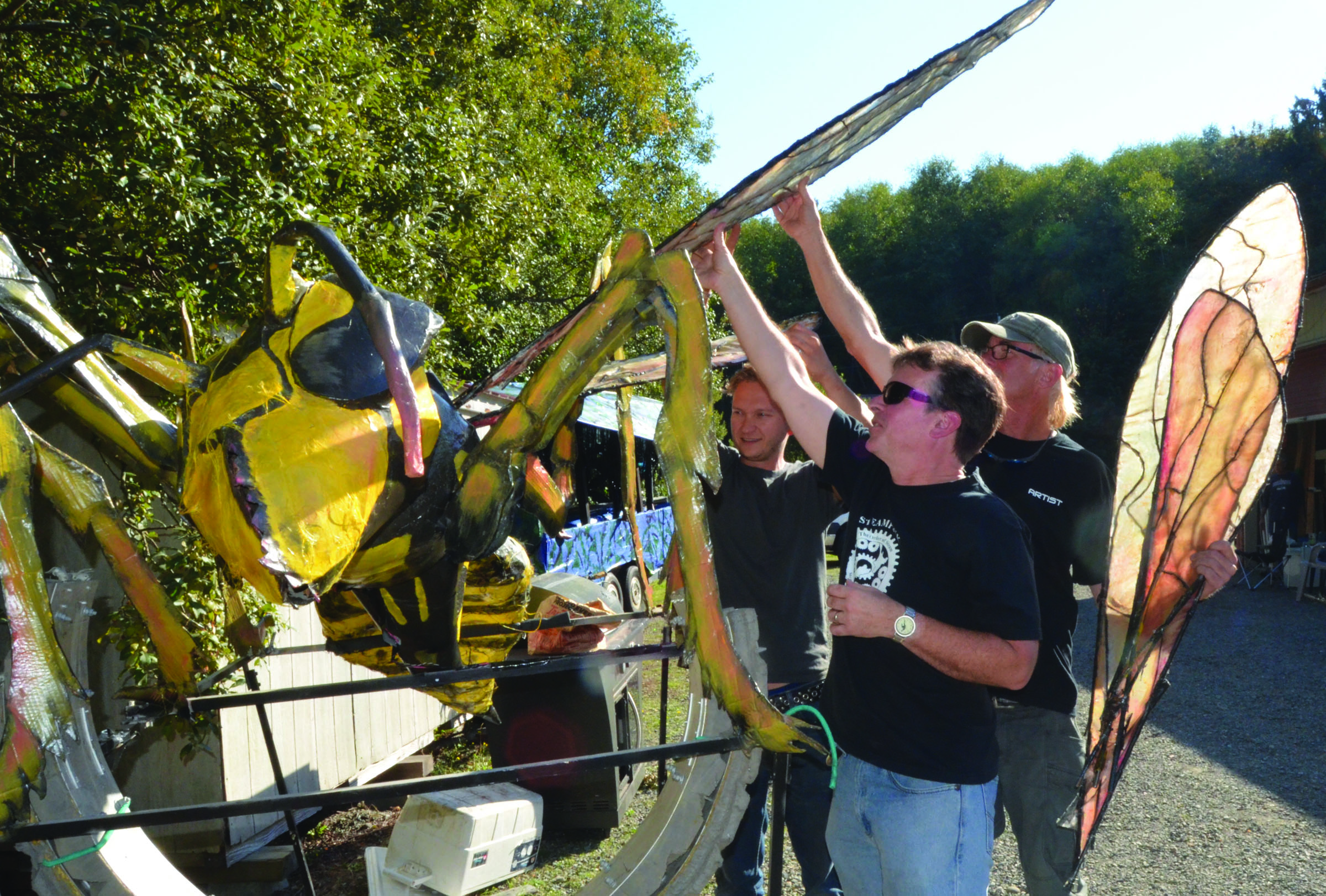 Three participants in this weekend's Kinetic Sculpture Race