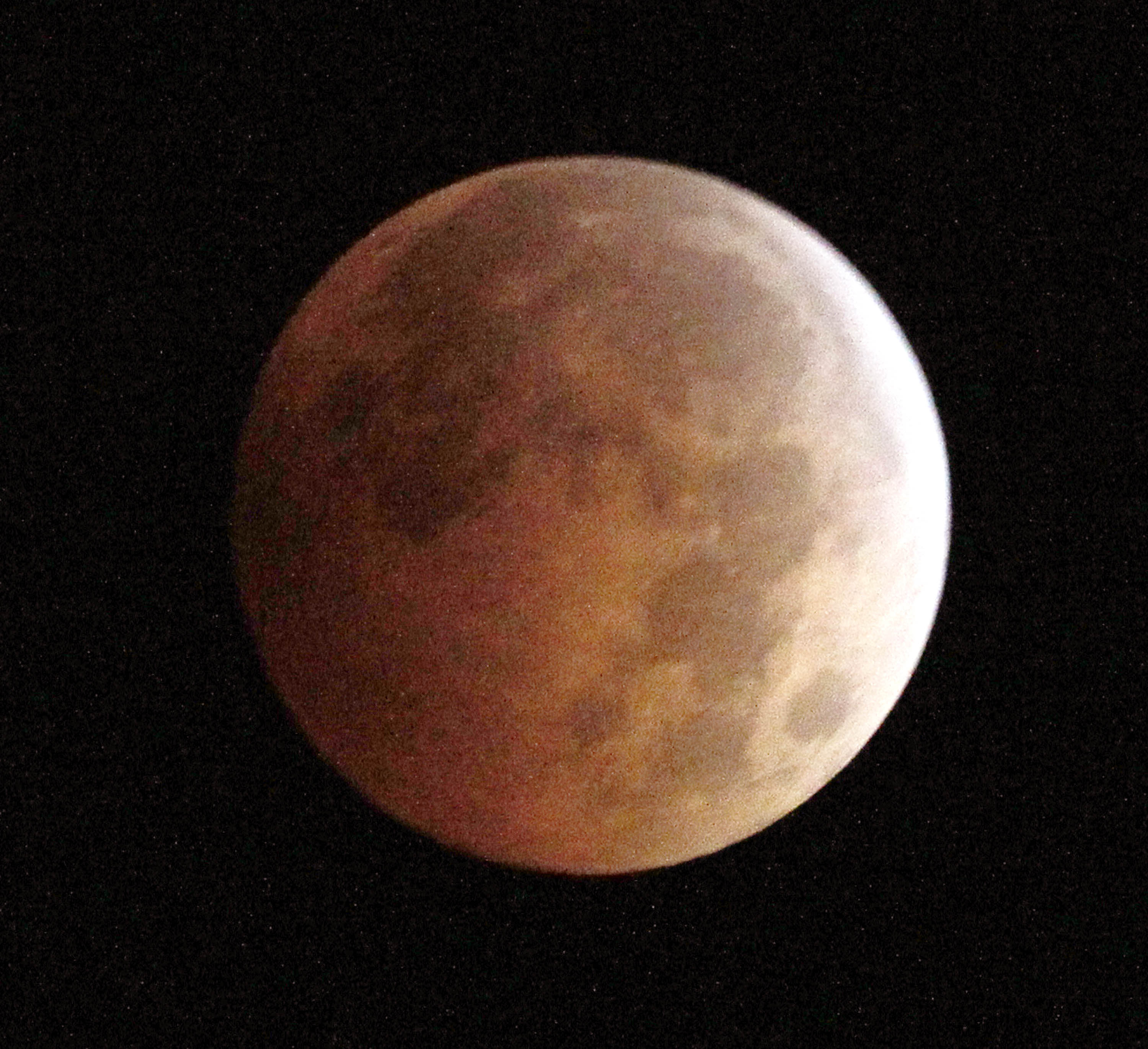 The "blood moon" lunar eclipse early today. The Associated Press