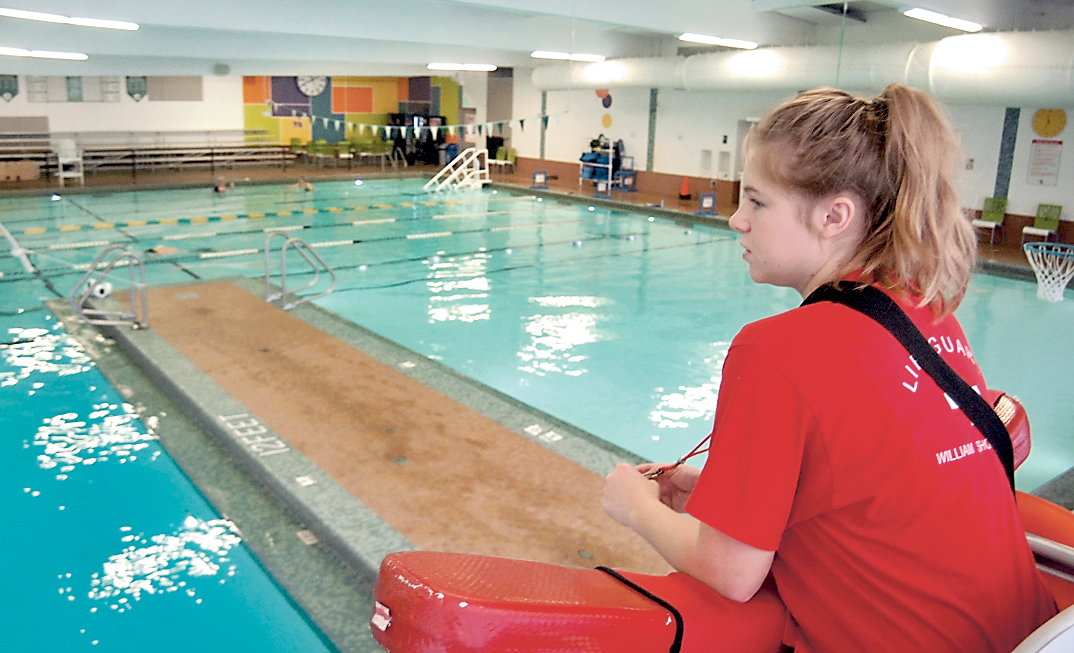Lifeguard Virginia Smith keeps watch at William Shore Memorial Pool in Port Angeles on Friday. Keith Thorpe/Peninsula Daily News