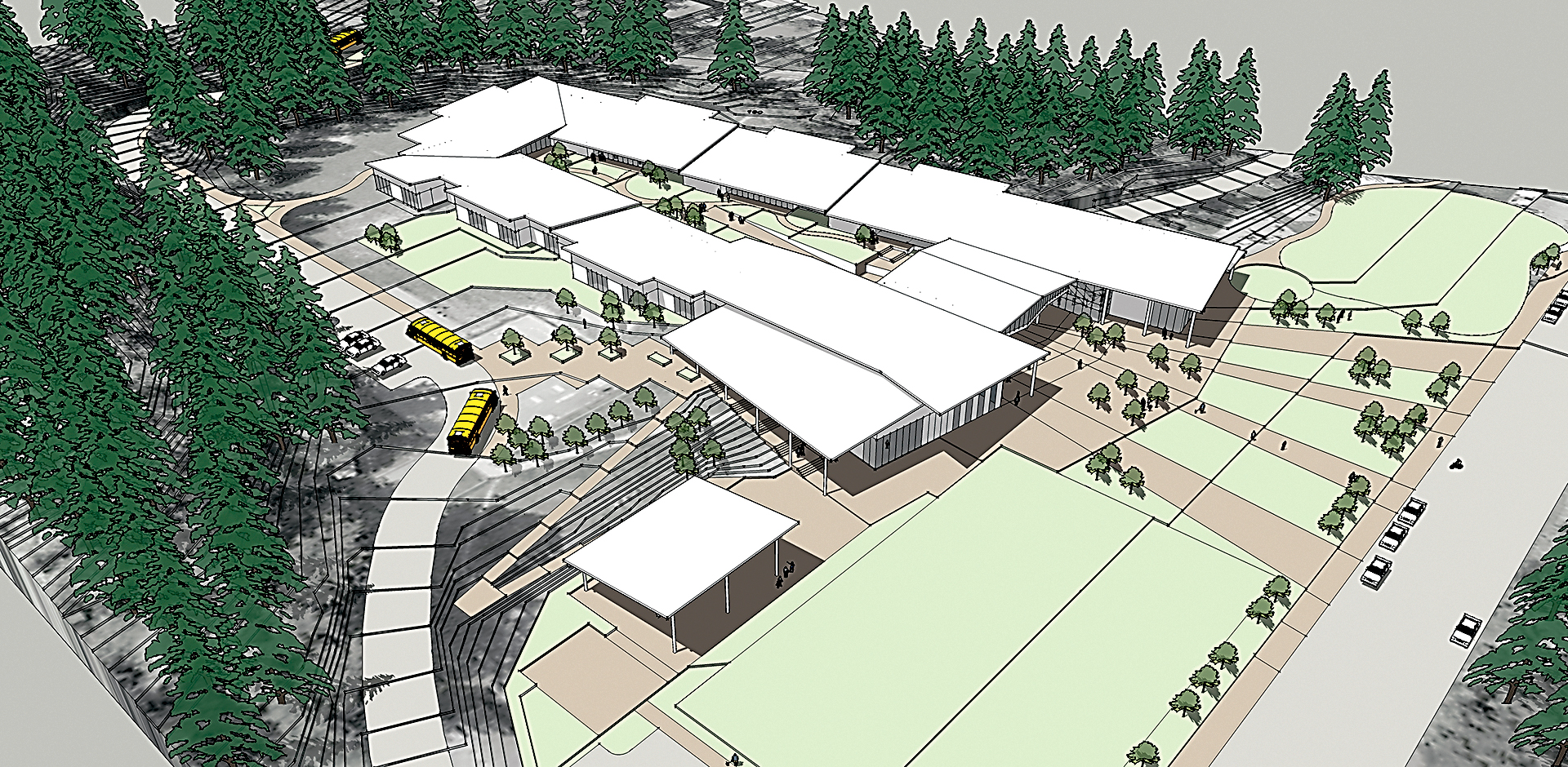 A drawing of what a new school could look like will be presented at public meetings Saturday and next Wednesday on hopes for replacing Grant Street Elementary School in Port Townsend. — Integrus Architecture