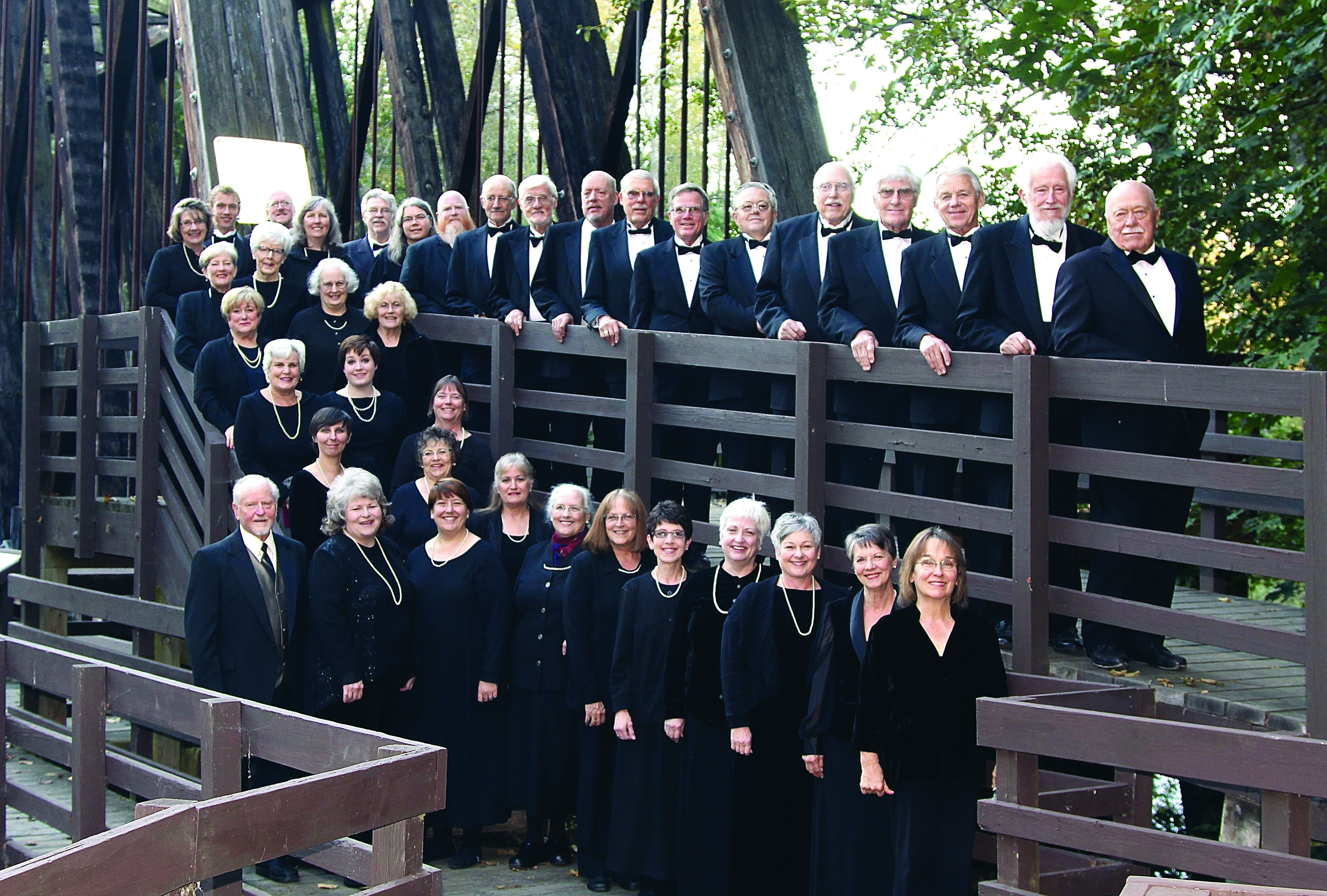 The Peninsula Singers at Sequim’s Railroad Bridge Park. -- Photo by Dave Logan