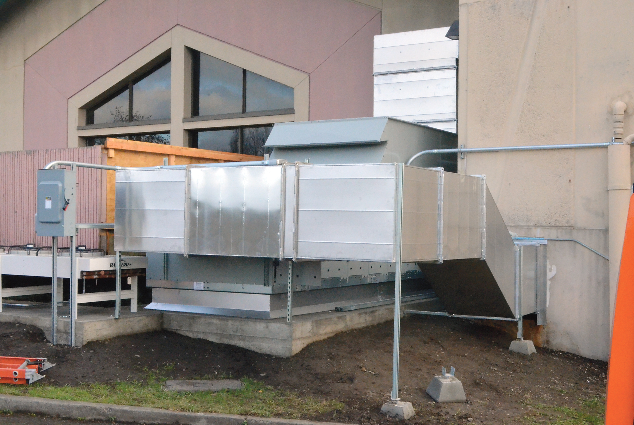 These newly installed air handler units at Mountain View Commons will improve ventilation throughout the facility. — Charlie Bermant/Peninsula Daily News