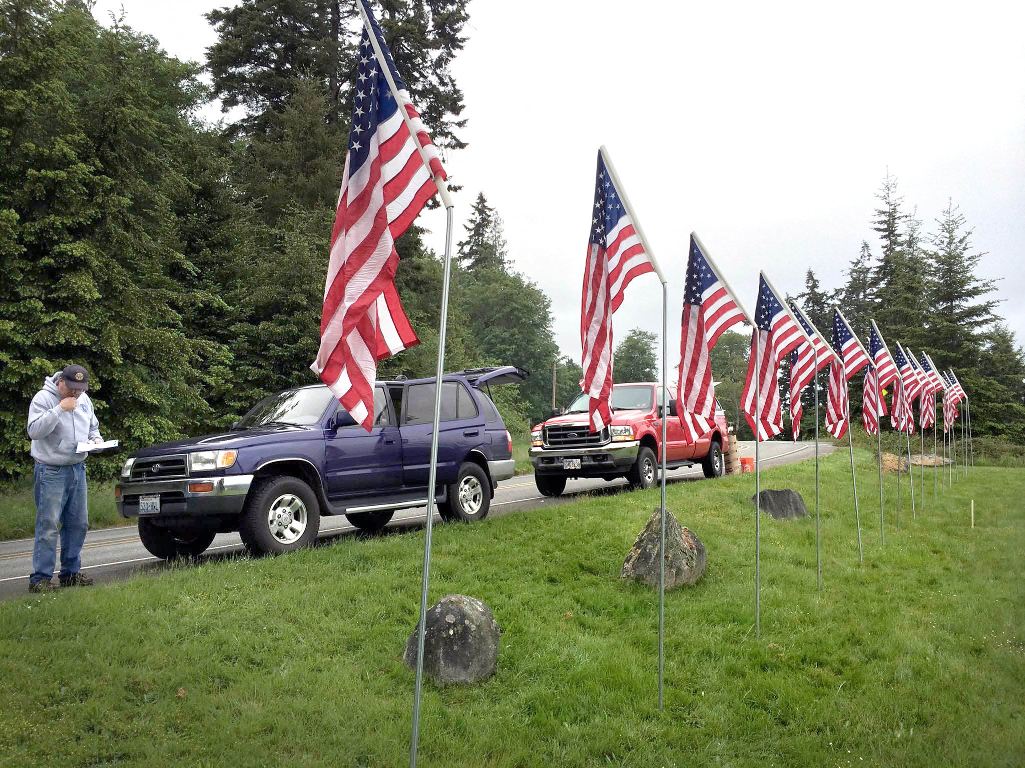 Thirteen American flags placed by the East Jefferson Rotary Club and stolen near Veterans Day have been returned to the club's president. East Jefferson Rotary Club
