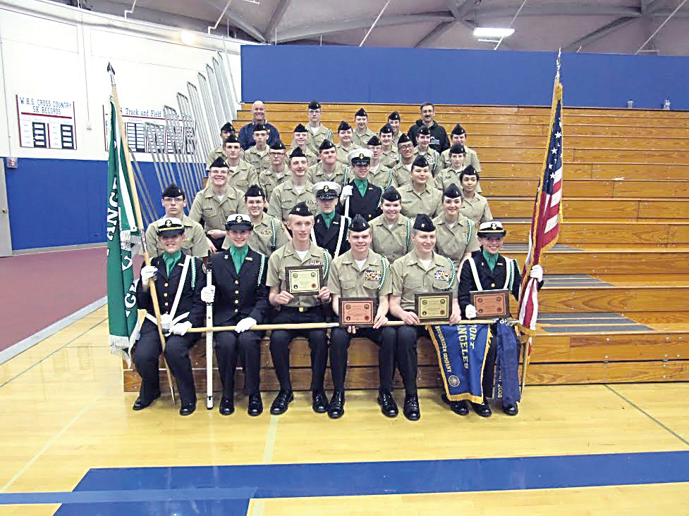 The Port Angeles High School Navy Junior Reserve Officer Training Corps Roughrider Company earned two first-place and two third-place finishes in a conference competition Dec. 12 in Tacoma. — Port Angeles School District
