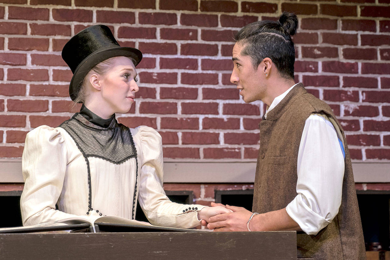 Young Henrietta Maynard (Leah Finch) and the Lach-Ka-Nim Prince (Tomoki Sage) discuss the paths their futures might take, forced to chose between love and prosperity. (Christopher Clow)