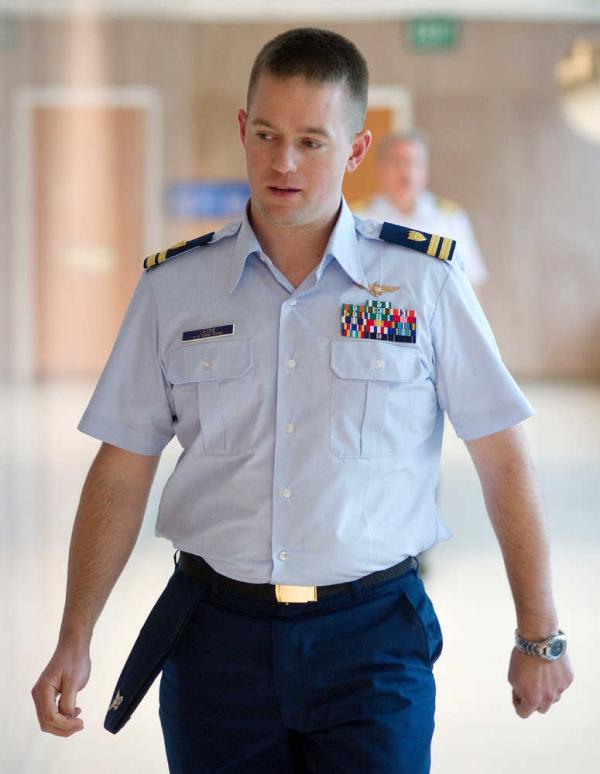 Lt. Lance Leone during an earlier military hearing in Alaska. The Associated Press