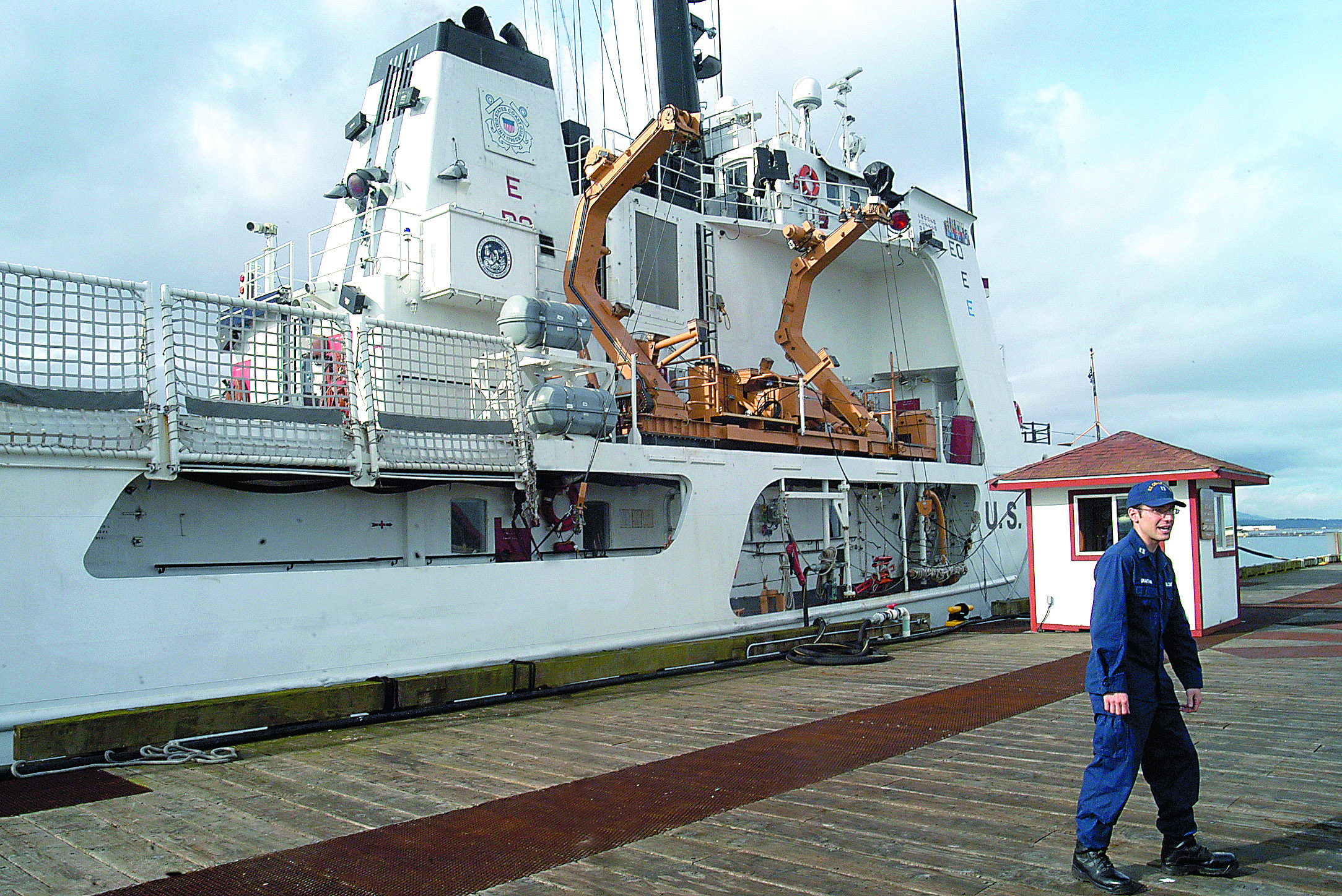 The cutter Active recently finished up 94 days of maintenance in dry dock in Seattle. Coast Guard Lt. Andrew Grantham is shown with the Active in Port Angeles Wednesday. Keith Thorpe/Peninsula Daily News