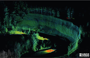 Lidar image of a large bluff on the lower Elwha River west of Port Angeles.