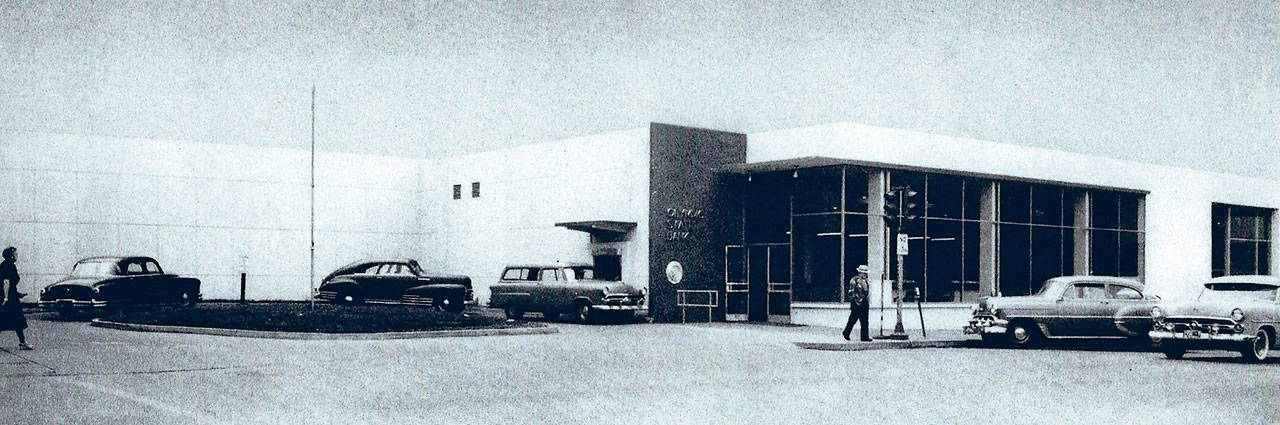 Olympic State Bank on the corner of First and Laurel streets in Port Angeles is shown in about 1956. (Rex Gerberding collection)