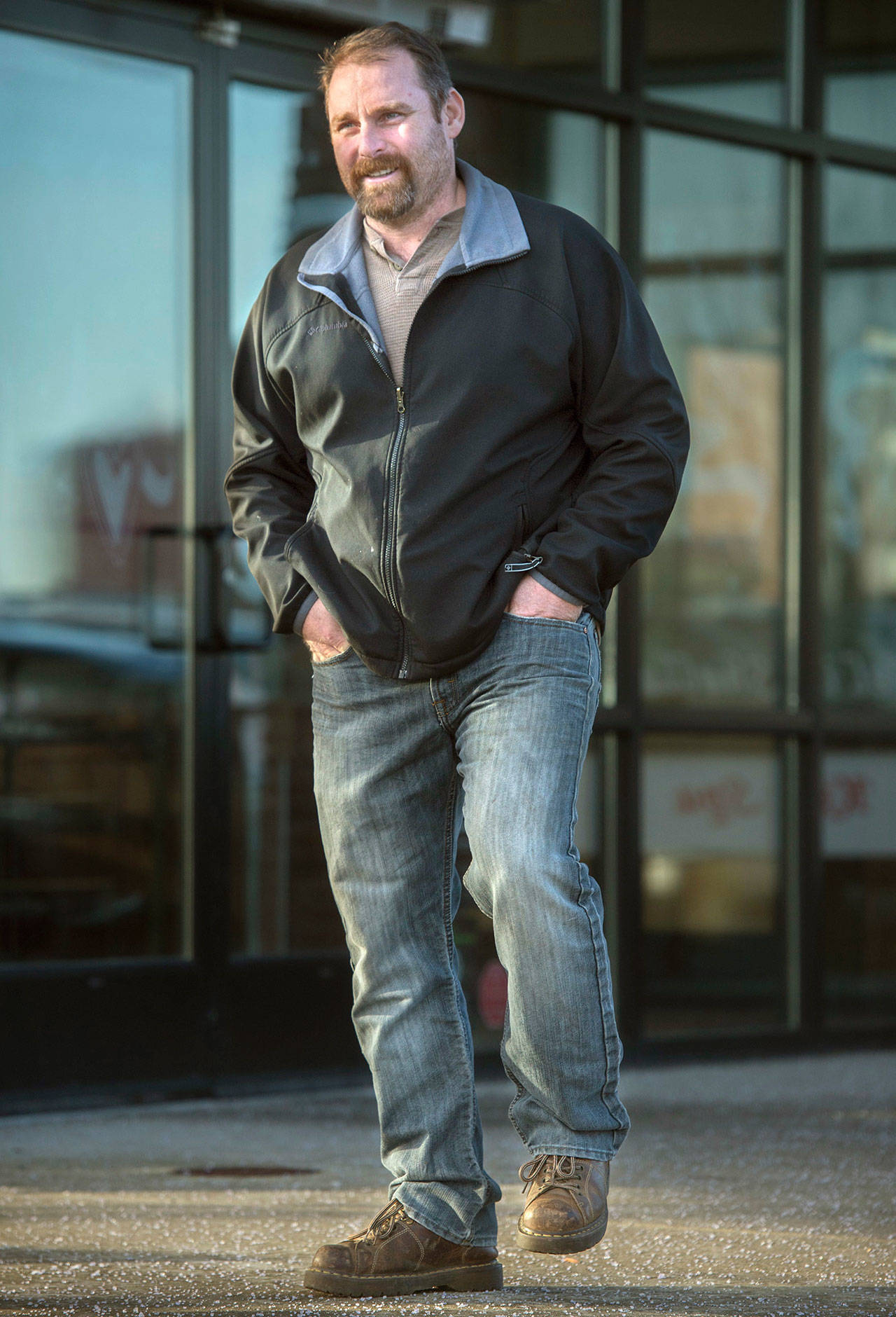 On Dec. 8, 2017, Walter Reichel shows his recovery progress in Yelm. The Yelm logger was crushed by a tree June 2. (Tony Overman/The News Tribune via AP)