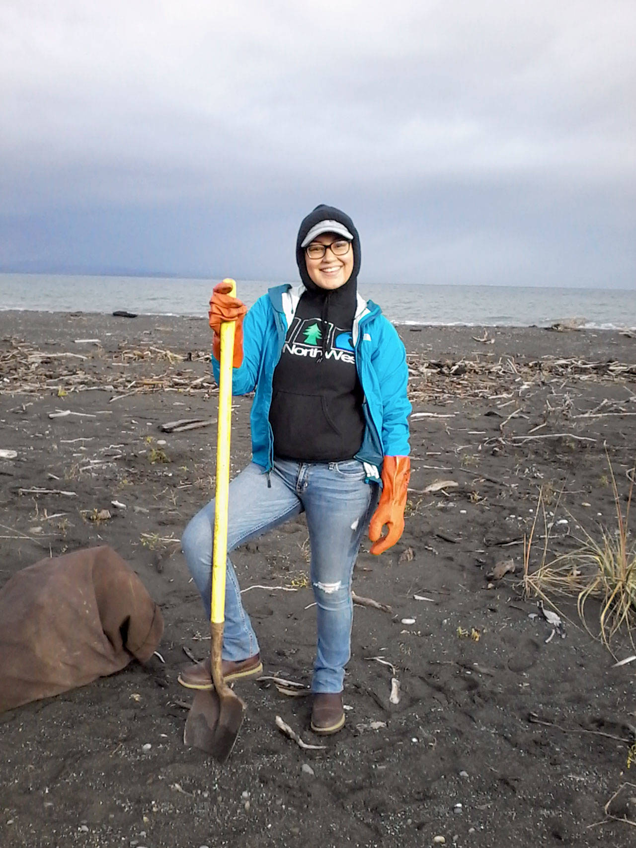 Volunteers set out native plants on new beach