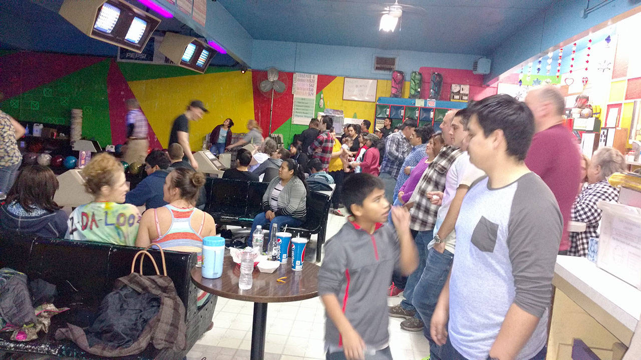 Sunset Lanes Bowling alley in Forks happily hosts a large group from all over the county and beyond. (Zorina Barker/for Peninsula Daily News)