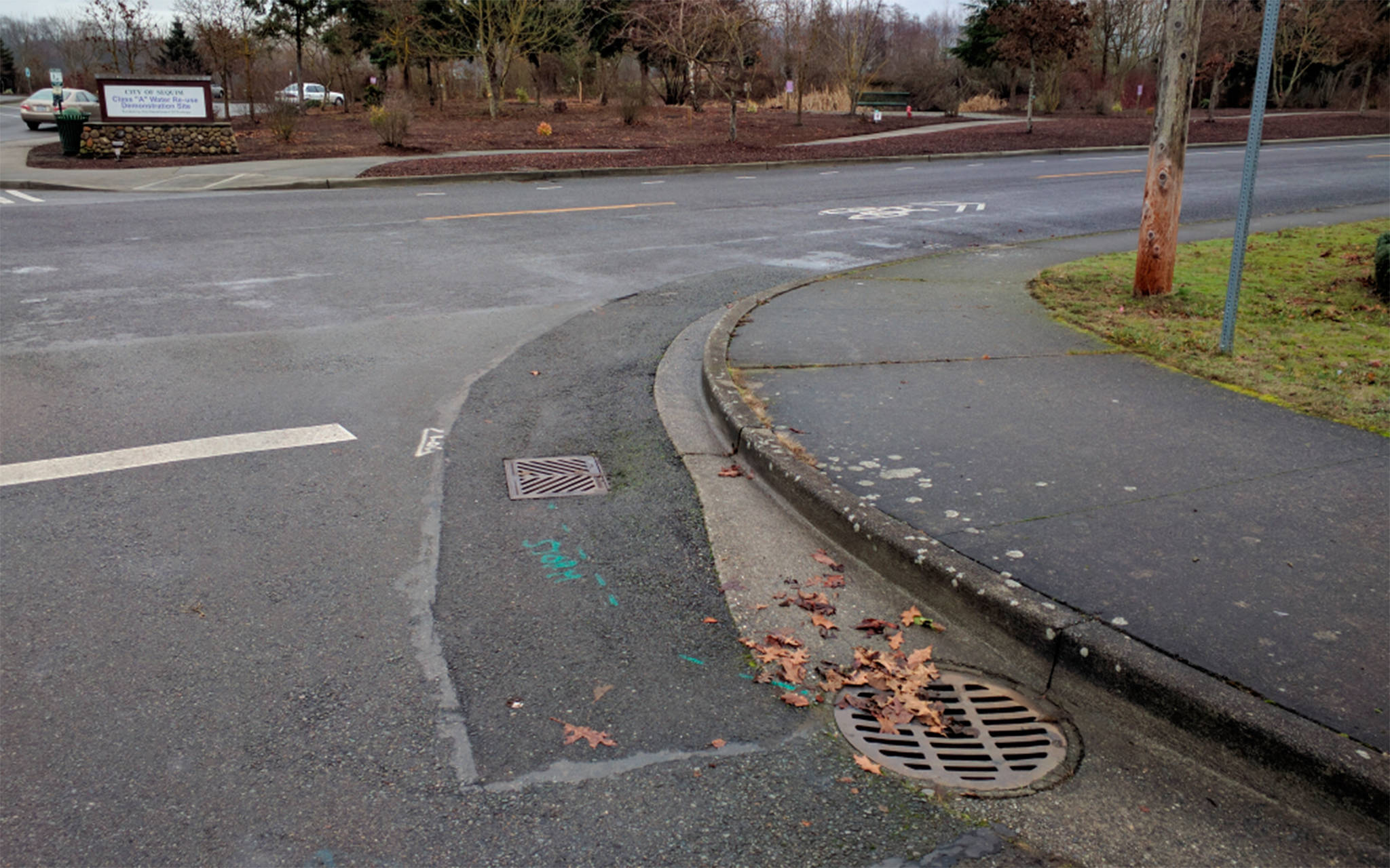 Starting in the next few weeks, InterWest Construction Inc. of Sequim will begin construction along North Blake Avenue by Carrie Blake Community Park to finish sidewalk paths and make all the curbs compliant with the Americans with Disabilities Act. (City of Sequim)