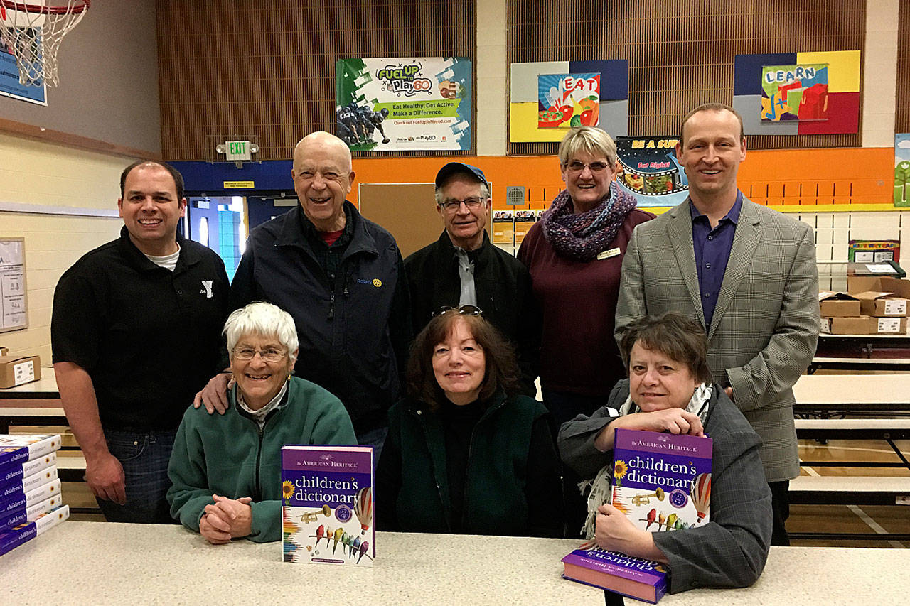In the back row, from left, are Kurt Turner, Lang Hadley, Bob Macaulay, Susan Sorensen and Rotary President Ed Ebling. In the front row, from left, are Mary Hadley, Pat Zane and Vicky Blakesly.