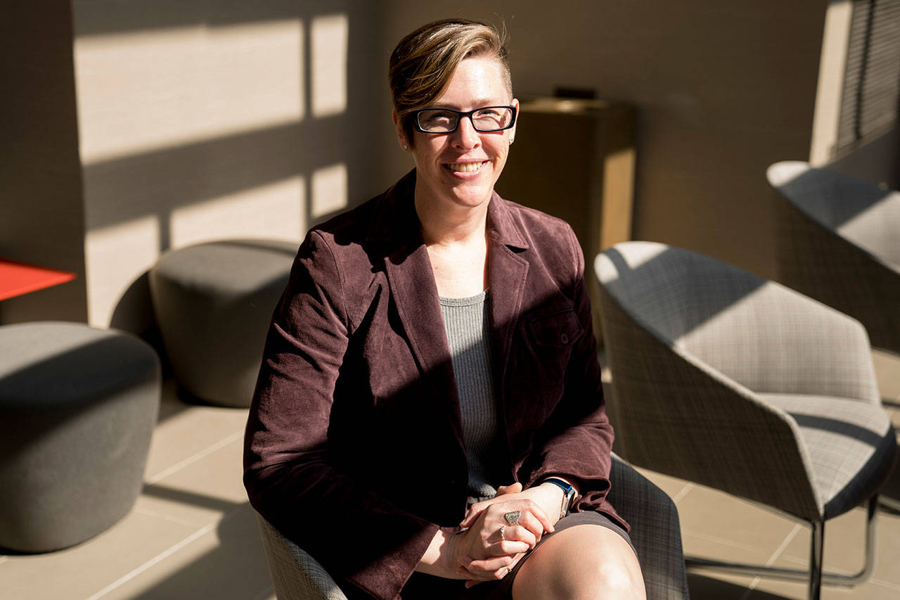 Teacher of the year Mandy Manning poses for a photograph at the Washington Court Hotel on Wednesday in Washington, D.C. (Andrew Harnik/The Associated Press)