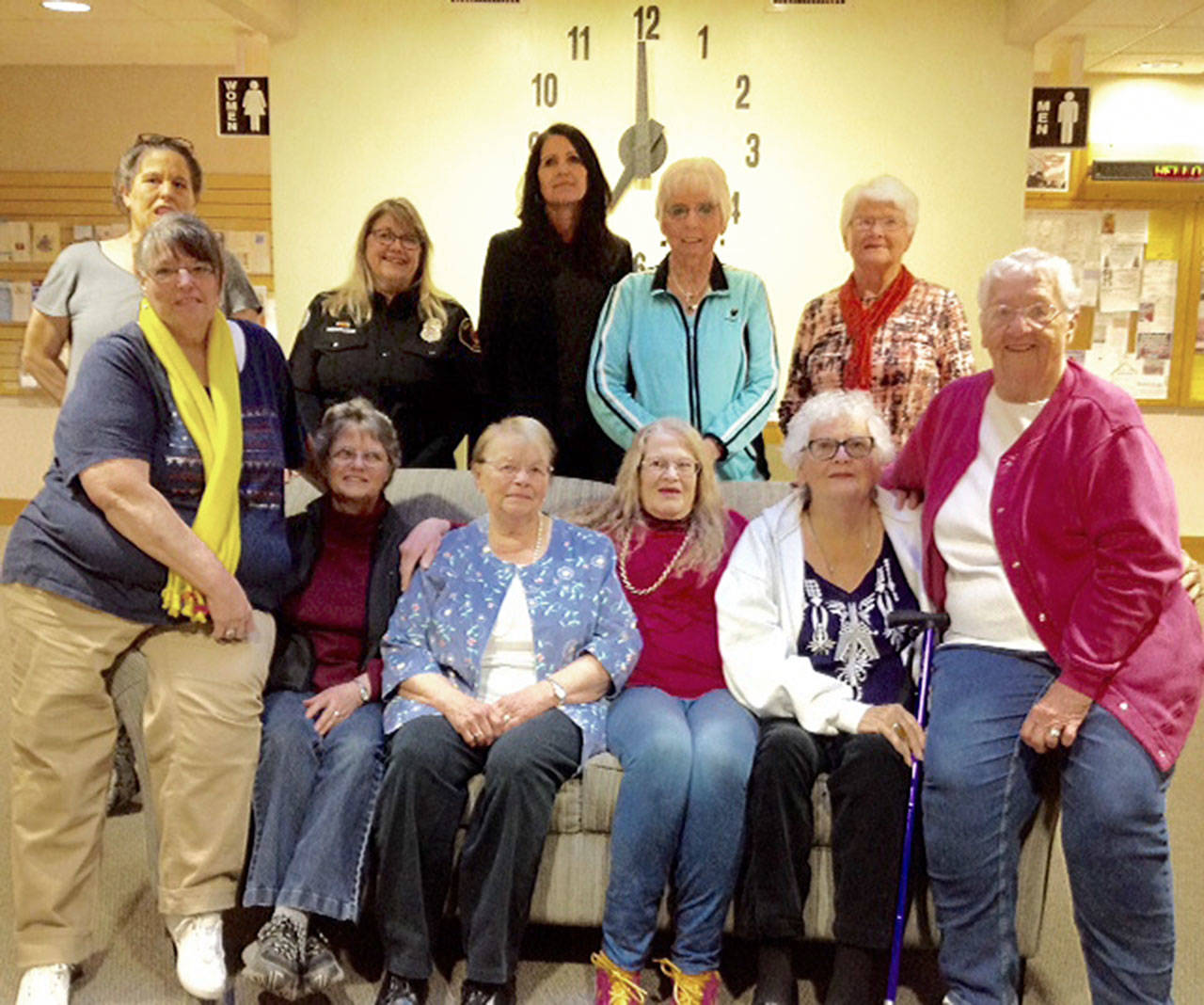 Soroptimist International of Port Angeles Jet Set-deemed Women of Distinction Behind the Scenes are, front row seated, from left, The Bear Ladies — Maxine King, Mary O’Sullivan, Nancy Phillips, Karen Schoenfeldt, Shirley Weatherbee and Diane Weyerman (not pictured is Dee Merrill). Back row, standing, Lori Cates, Teresa DeRousie, Jo Johnston, Sam Minkoff and Reta Vigoren.
