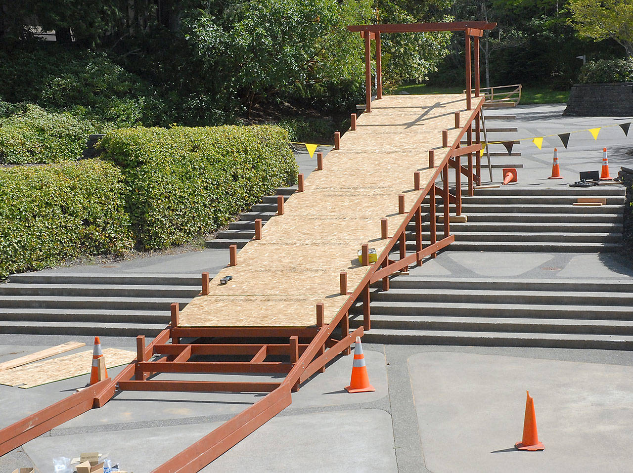 A giant water slide will be a featured obstacle on the Peninsula College Port Angeles campus during this Saturday’s Zombie Mud Run. (Keith Thorpe/Peninsula Daily News)