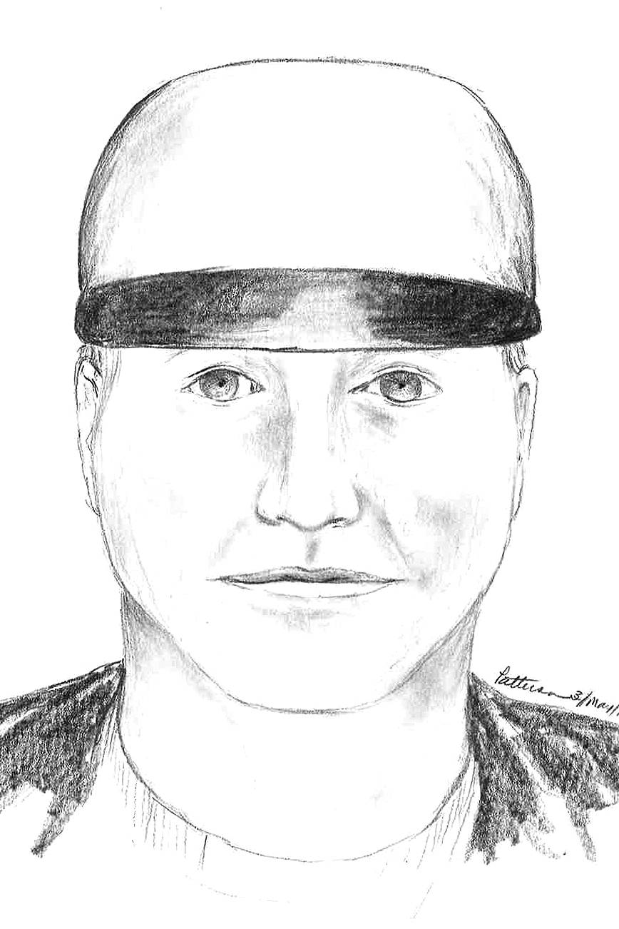 Clallam County Sheriff’s Office Forensic composite sketch of one of two male subjects suspected in an assault.
