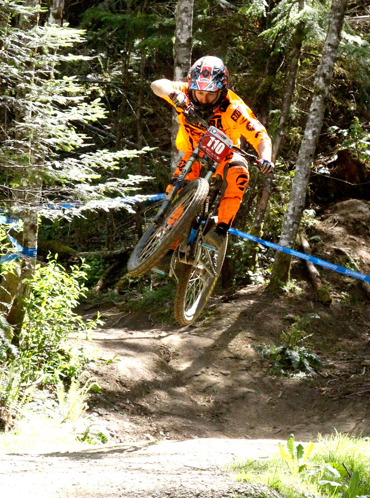 Mike Howe from Bellingham catches some serious air while competing in the Northwest Cup races on Sunday. (Dave Logan/for Peninsula Daily News)