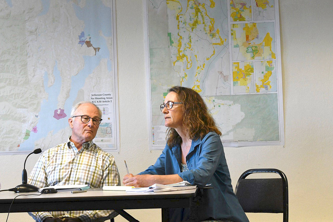 Port Townsend Marine Trades Association members John Simpson and Pam Petranek told Jefferson commissioners Monday that the group hired an internationally known consulting firm to provide an economic analysis of the impact of the maritime industry on the county. (Jeannie McMacken/Peninsula Daily News)
