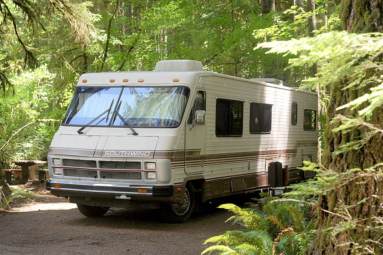 A suspect was found in this vehicle at the Klahowya Campground on Friday. (Lonnie Archibald/for Peninsula Daily News)
