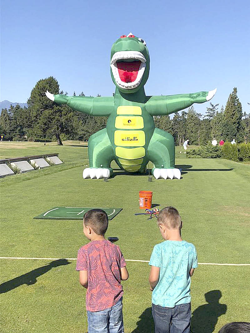Cedars at Dungeness                                Campers targeted GolfZilla with shots during a Junior Golf Camp at Cedars at Dungeness earlier this week.