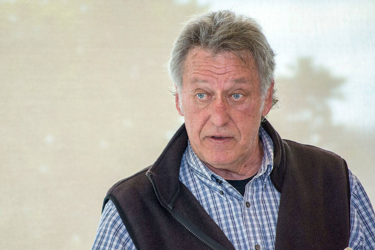 Dale Wilson, candidate for the District 3 seat on the Clallam County Board of County Commissioners, speaks during Nor’Wester Rotary’s candidate forum July 6. (Jesse Major/Peninsula Daily News)
