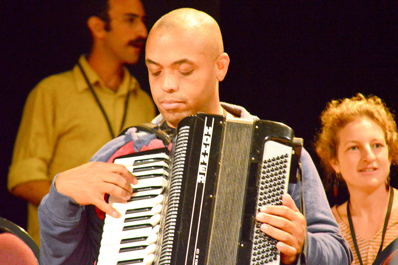 Corey Ledet brings Louisiana zydeco to Fort Worden’s Acoustic Blues Festival this week while Jenny Peterson, right, returns to her native Port Townsend to teach blues piano. (Diane Urbani de la Paz/for Peninsula Daily News)