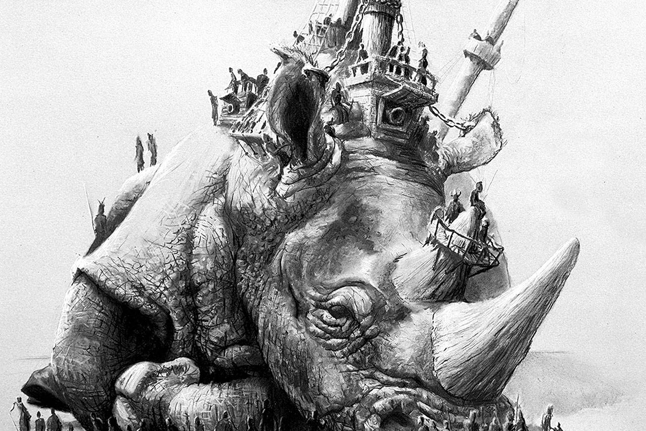 Fiber, charcoal, watercolors on exhibit during Second Saturday