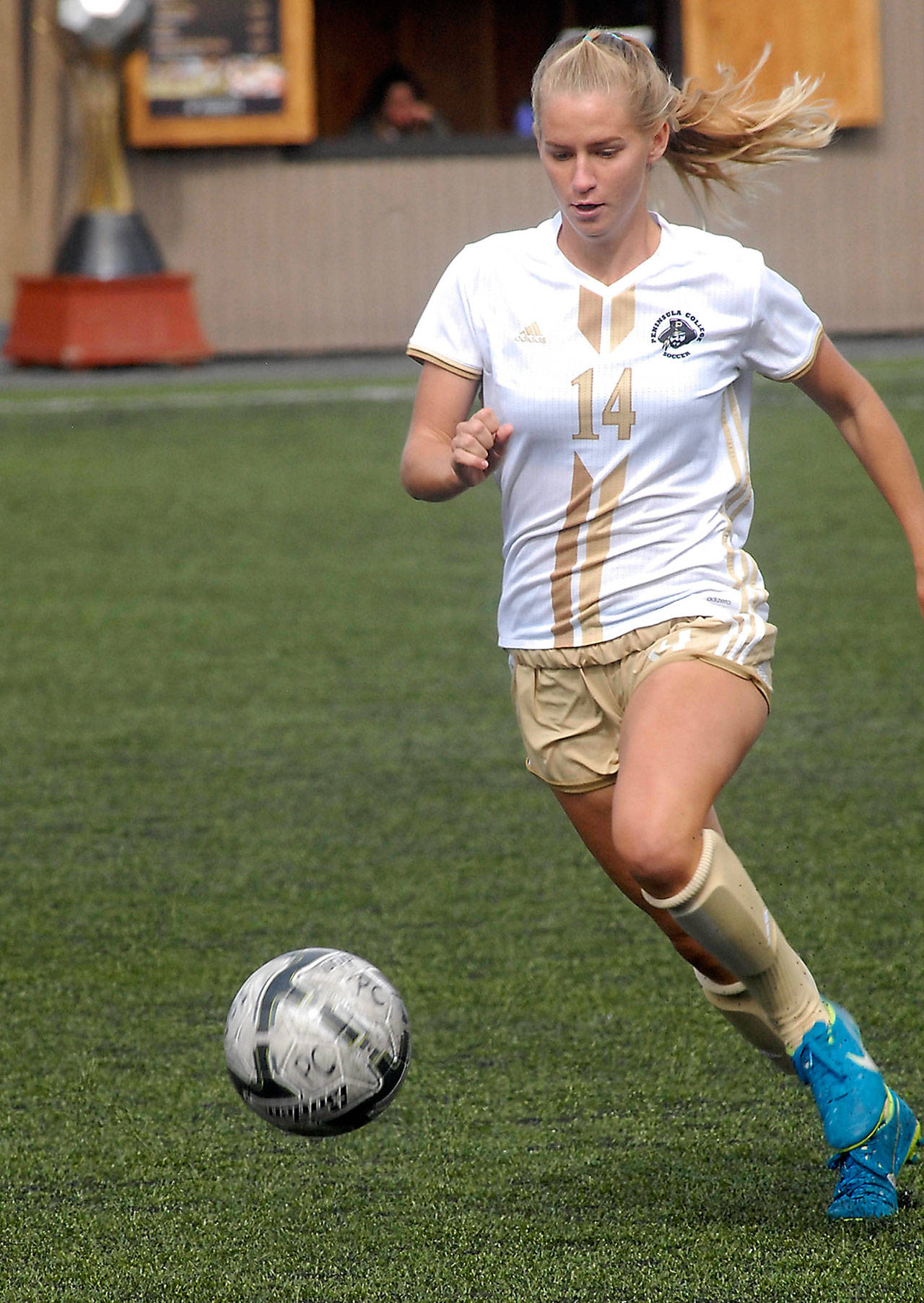 Keith Thorpe/Peninsula Daily News Peninsula’s Taylor Graham is the Pirates leading returning goal scorer. She scored 14 goals in 2017.