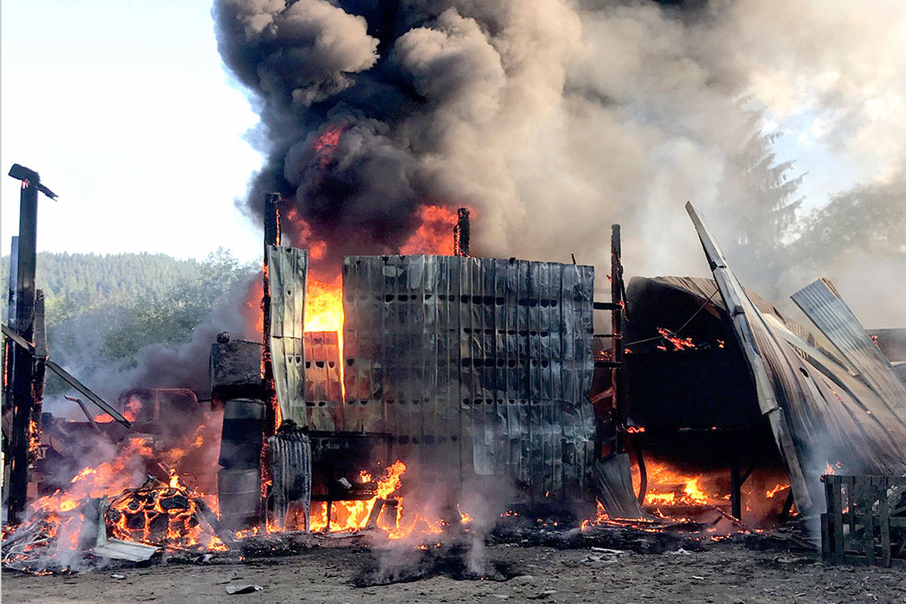 Forks cedar shake mill burns in morning blaze