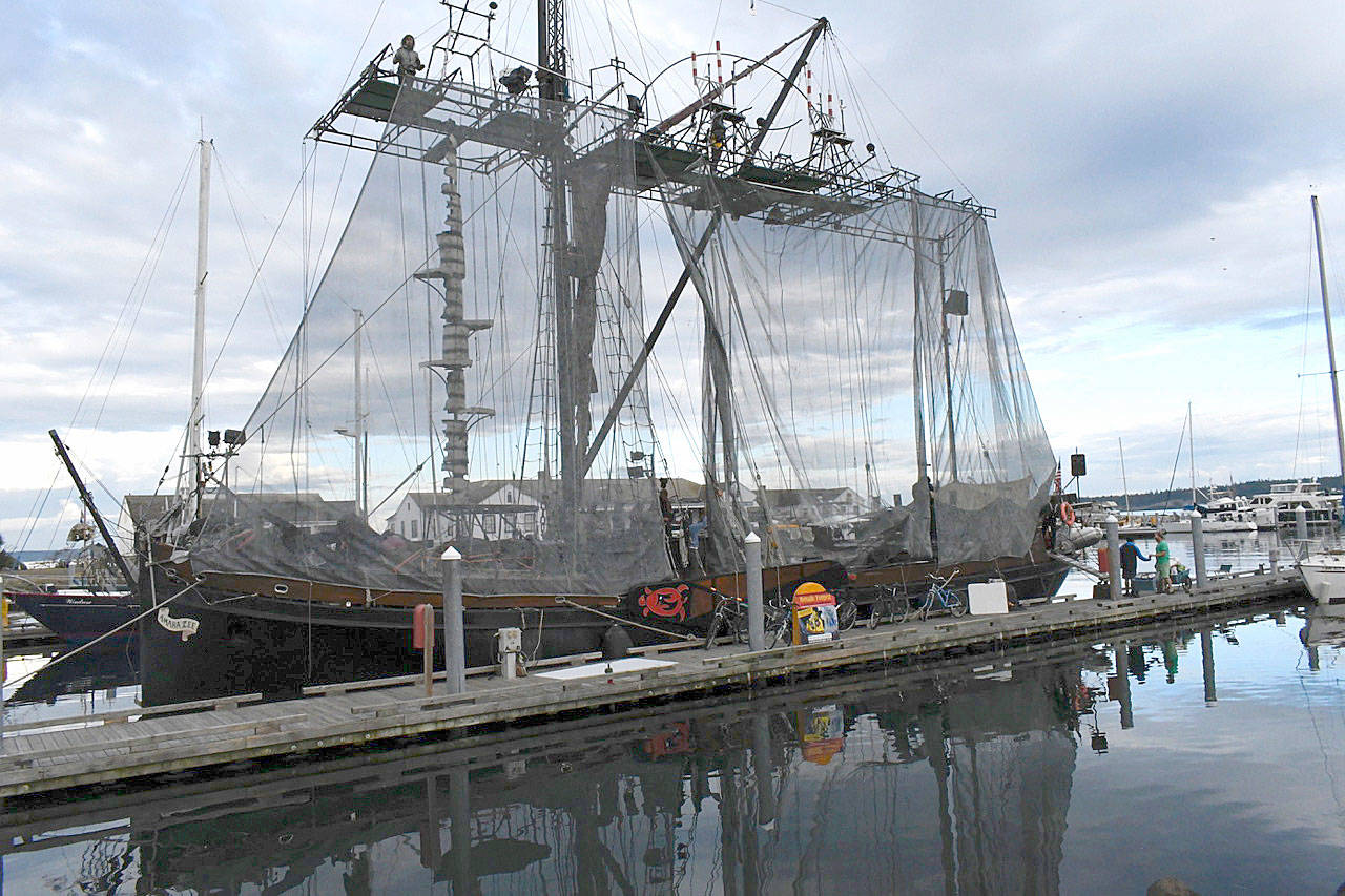 The Amara Zee is a tall ship performance venue currently docked at Point Hudson. The Caravan Stage Co. will present “Nomadic Tempest,” an original rock opera, through Saturday night. (Jeannie McMacken/Peninsula Daily News)