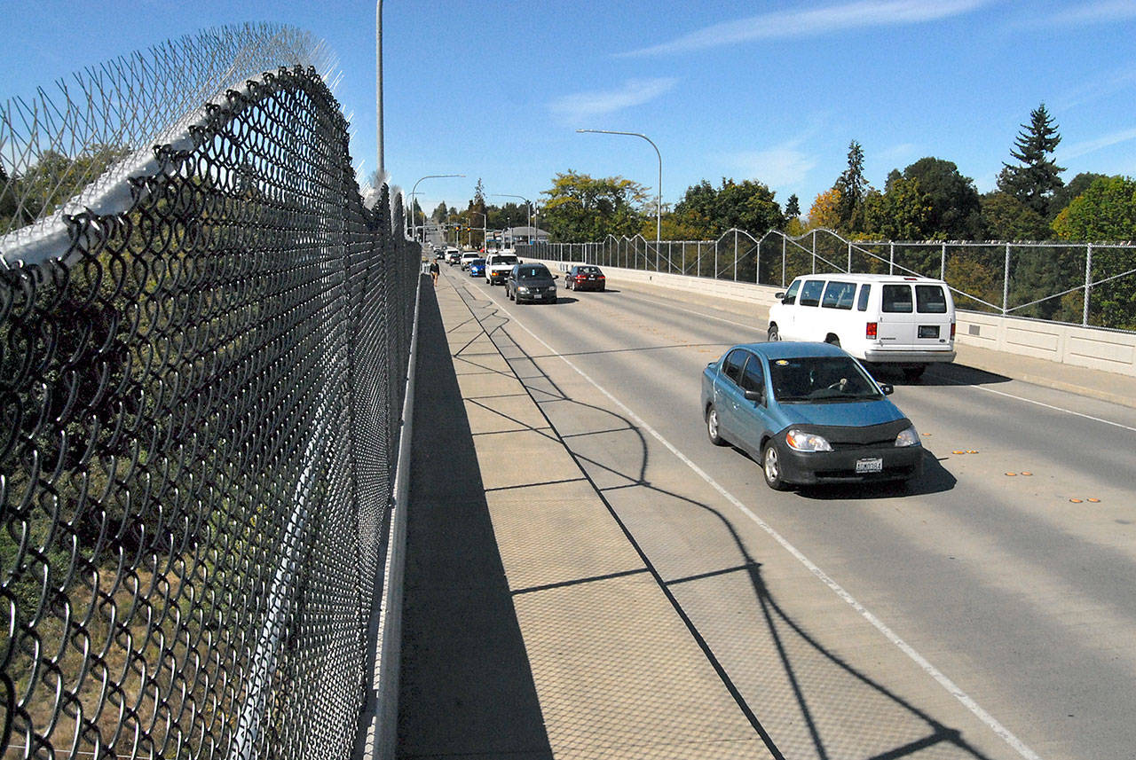 The Eighth Street bridge over Valley Creek in Port Angeles will be the site of a celebration of the installation of suicide barriers tonight. (Keith Thorpe/Peninsula Daily News)