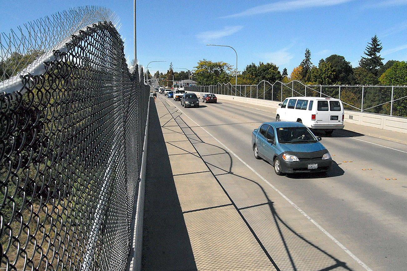 Keith Thorpe/Peninsula Daily News                                The Eighth Street bridge over Valley Creek in Port Angeles will be the site of a celebration of the installation of suicide barriers tonight.