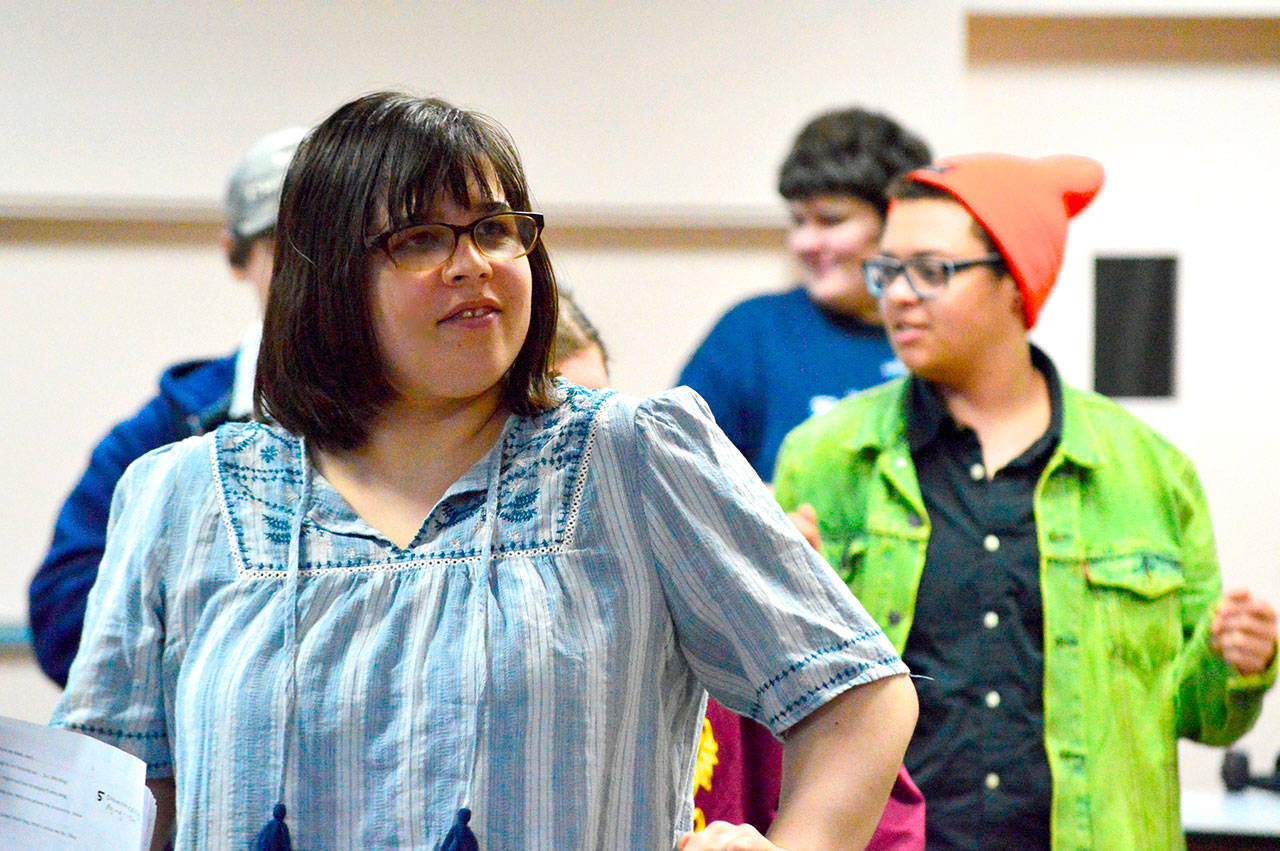 Riley O’Neil of Sequim is Ophelia in “Something Like Hamlet,” Clallam Mosaic’s production this Friday and Saturday in Port Angeles. (Diane Urbani de la Paz/for Peninsula Daily News)