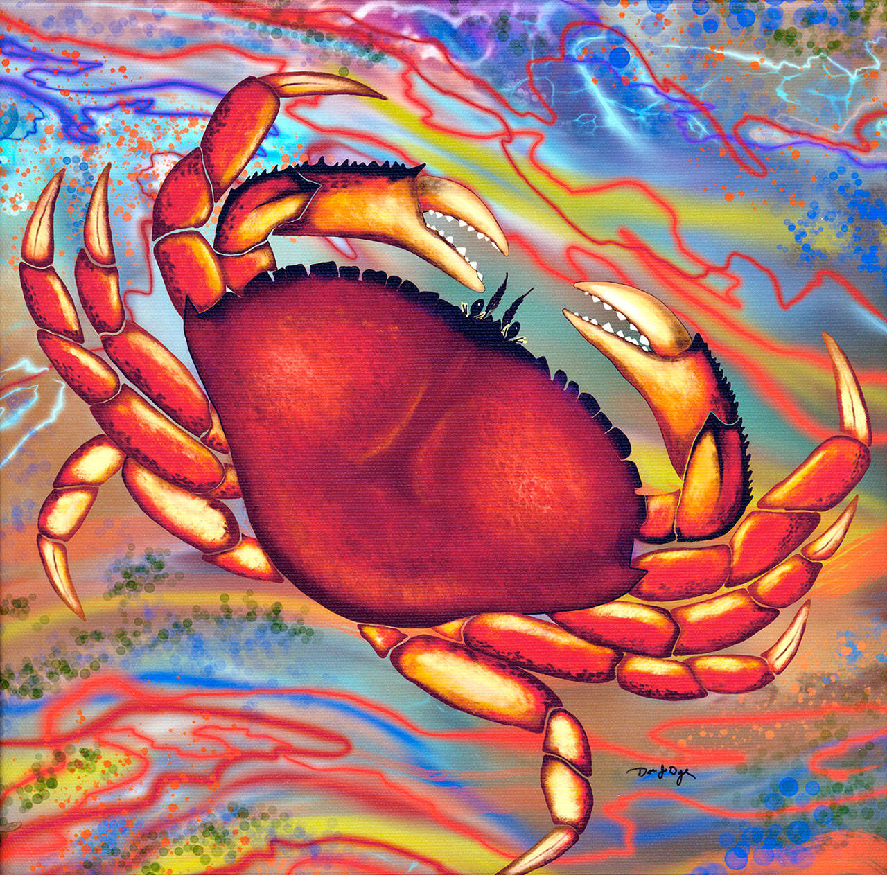 A painting by artist Don Dye is on the poster for the 2018 Dungeness Crab & Seafood Festival set Oct. 5-7