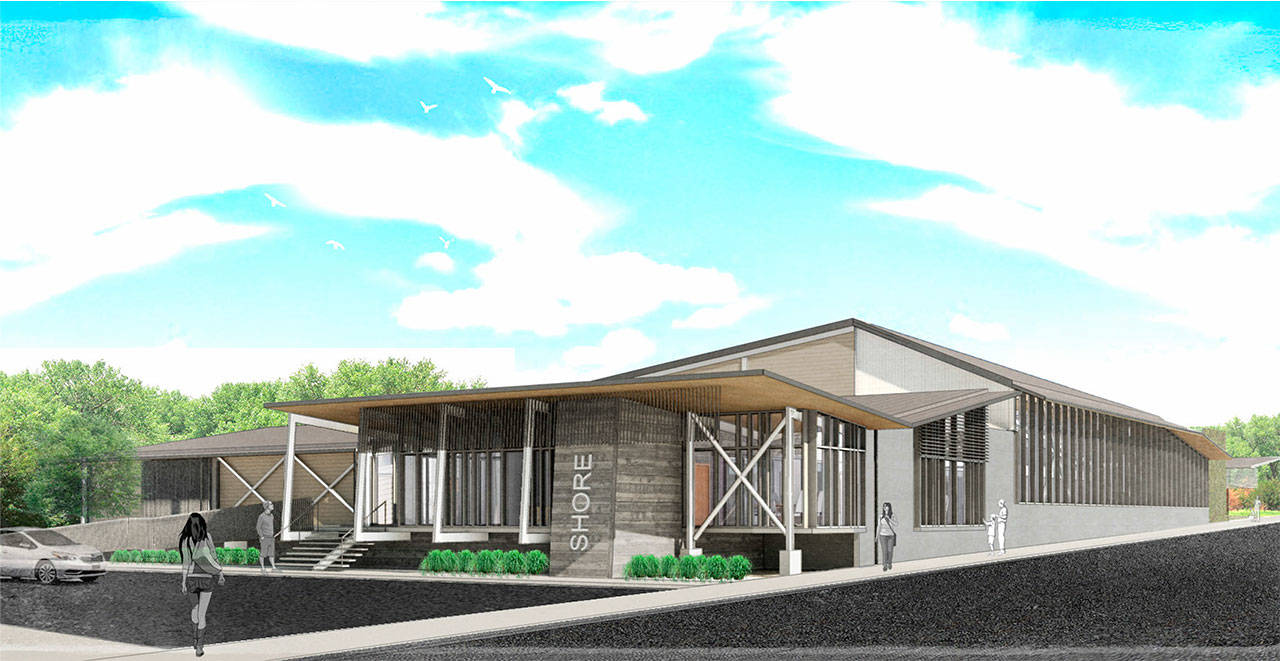 This architectural rendering shows how the outside of William Shore Memorial Pool will look following an expansion project. (Architecture Resource Collaborative)