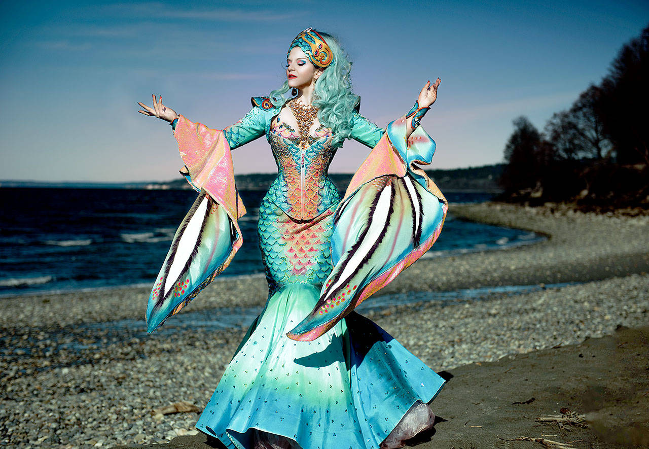 Jamie Von Stratton, fashion designer at Oregon Burlesque Festival’s 2015 Queen of Roses, will be featured during a “Trick or Tease Burlesque Show” Studio Bob in Port Angeles on Saturday. (Jiamin Zhu)