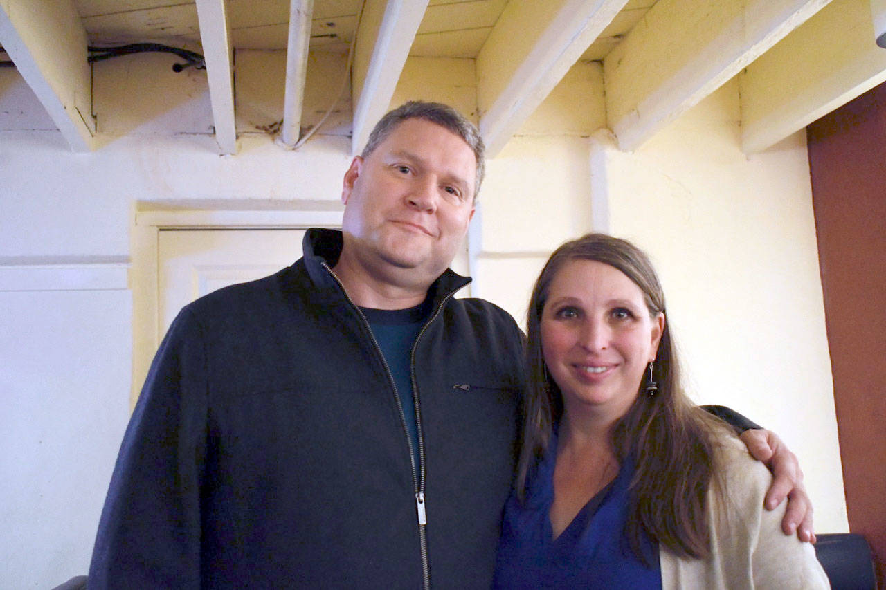 Port Townsend attorney Noah Harrison, left, with District Court judge-elect Mindy Walker. (Jeannie McMacken/Peninsula Daily News)