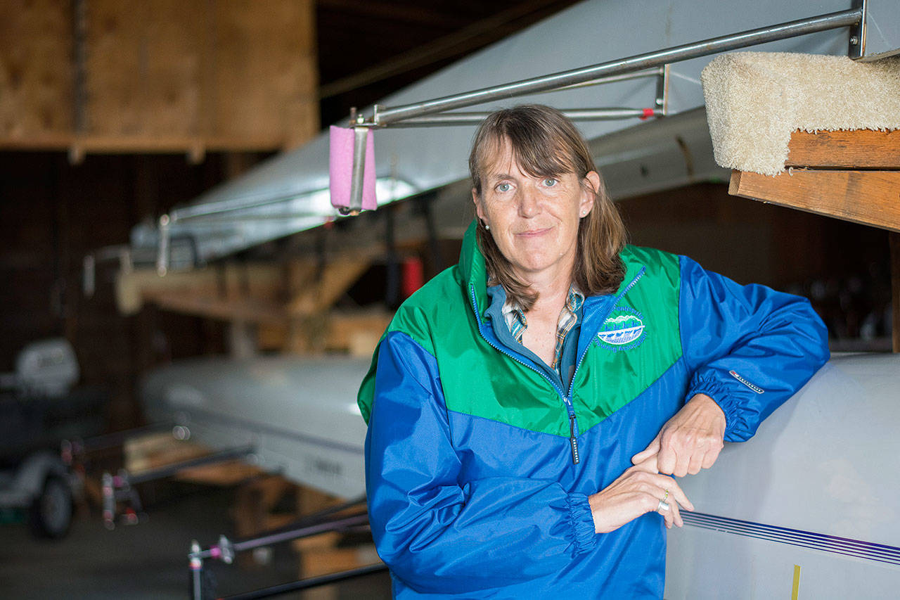 Debby Swinford, head coach for the Olympic Peninsula Rowing Association. (Jesse Major/Peninsula Daily News)